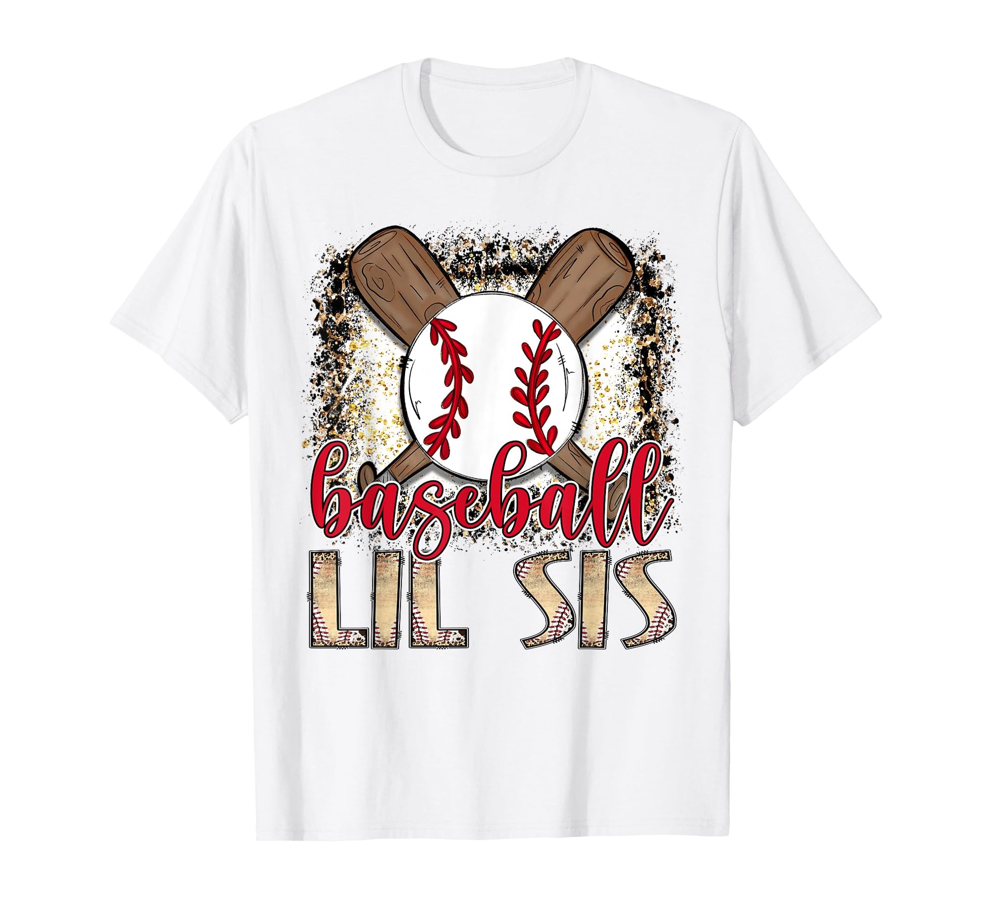 Baseball Lil Sis Leopard Proud Ball T-Shirt - Minimalist Print for Adults - T-Shirt, Sweatshirt, Hoodie