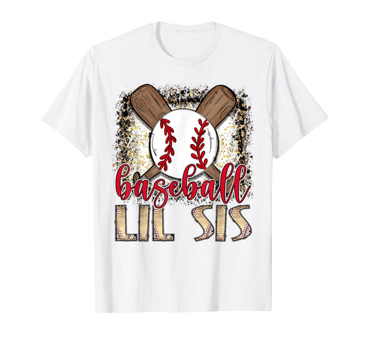 Baseball Lil Sis Leopard Proud Ball T-Shirt - Minimalist Print for Adults - T-Shirt, Sweatshirt, Hoodie