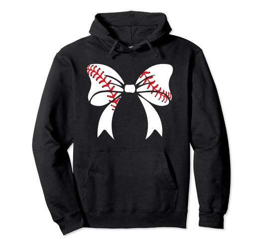 Baseball Bow Baseball Mom Mothers Hoodie - Aesthetic Graphic for Adults - T-Shirt, Sweatshirt, Hoodie
