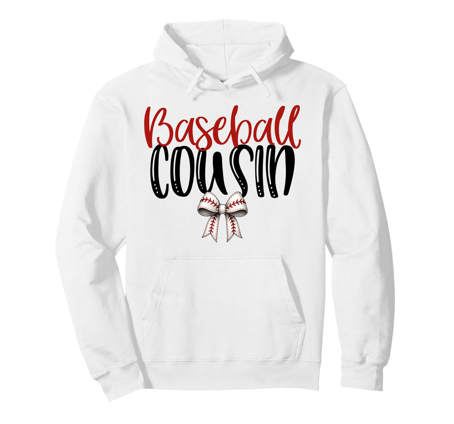 Baseball Cousin Coquette Bow Game Day Hoodie - Graphic Print Unisex - T-Shirt, Sweatshirt, Hoodie