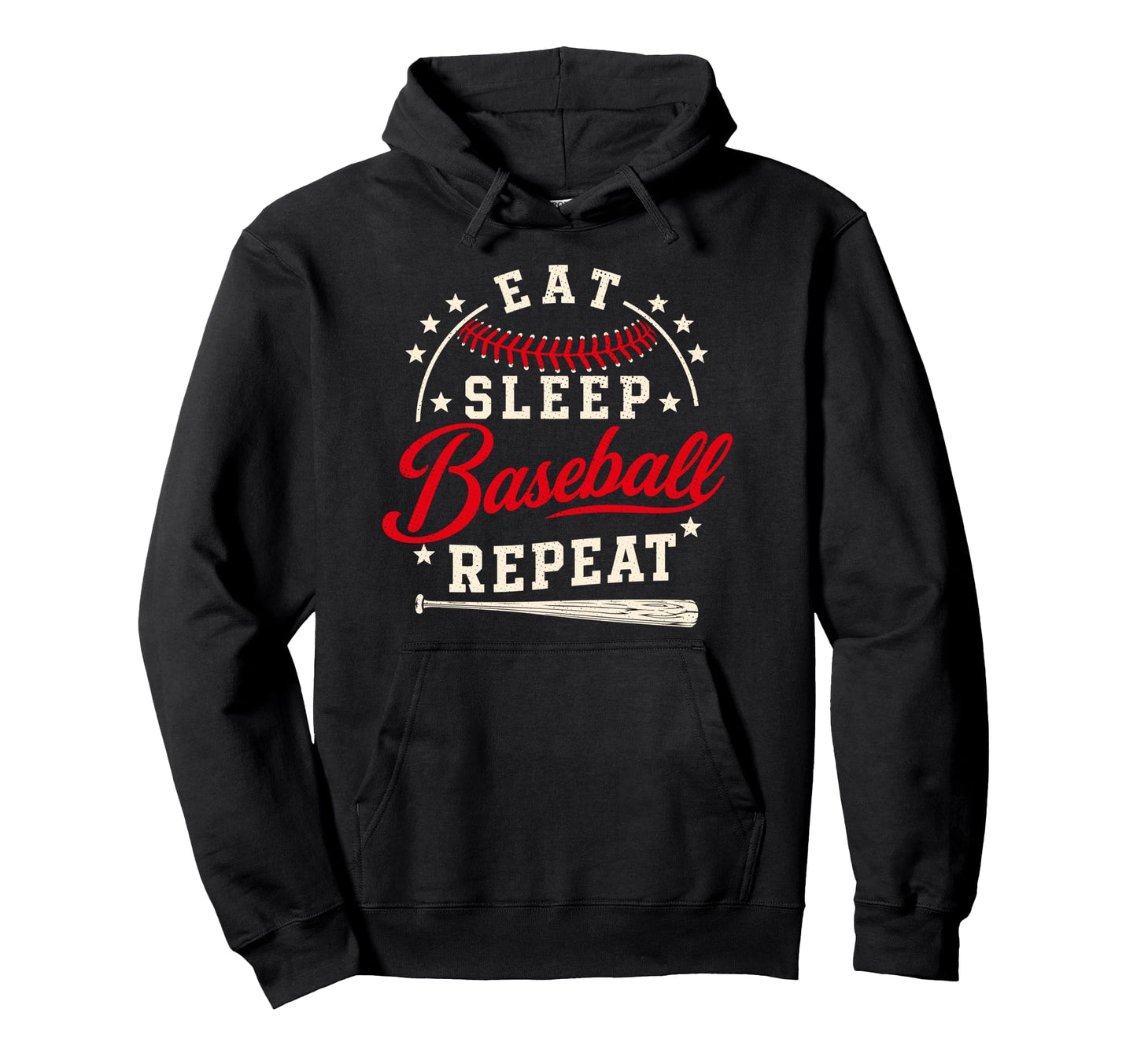 Eat Sleep Baseball Repeat Baseball Hoodie - Streetwear Style Men Women - T-Shirt, Sweatshirt, Hoodie