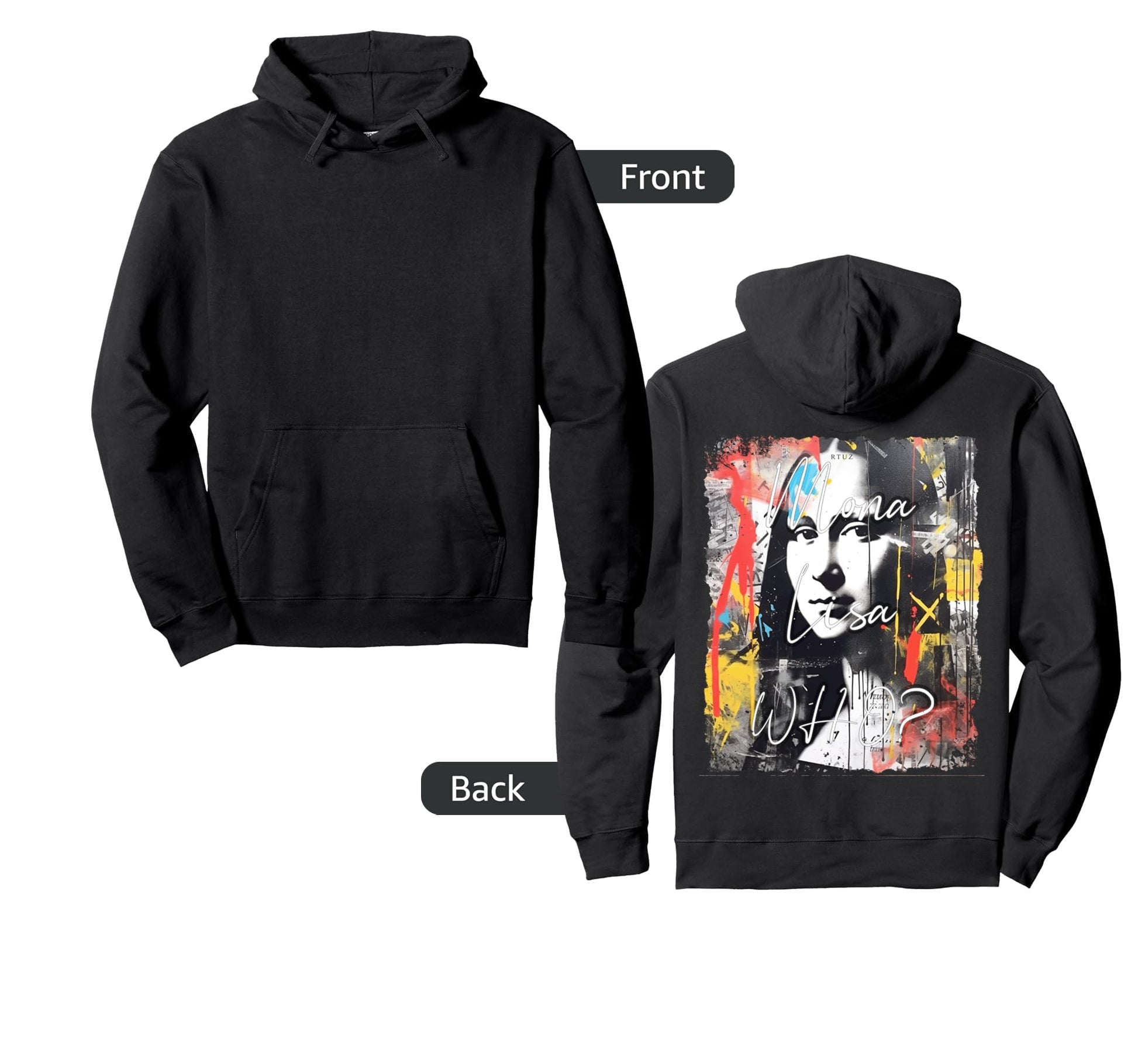Mona Lisa Art Y2K Back Streetwear Hoodie - Novelty Apparel for Adults - T-Shirt, Sweatshirt, Hoodie