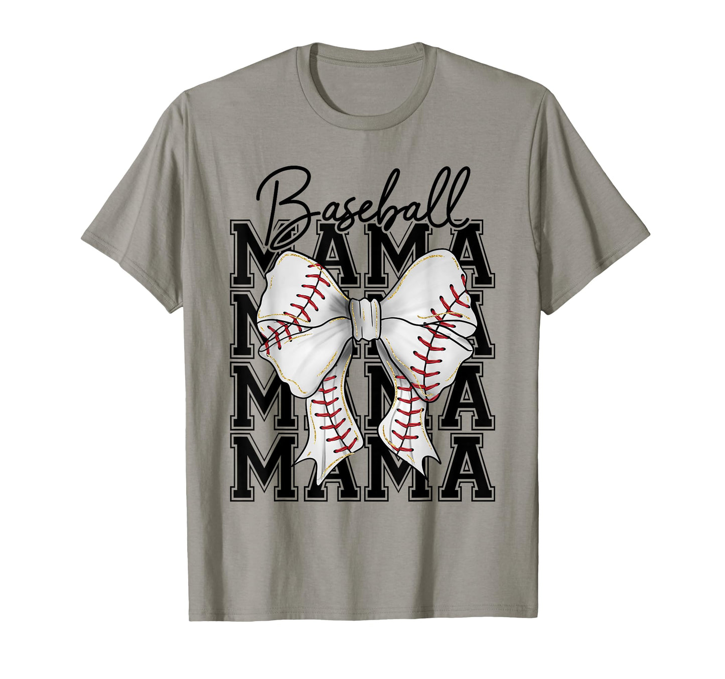 Baseball Mama Mom Coquette Bow T-Shirt - Minimalist Print for Adults - T-Shirt, Sweatshirt, Hoodie