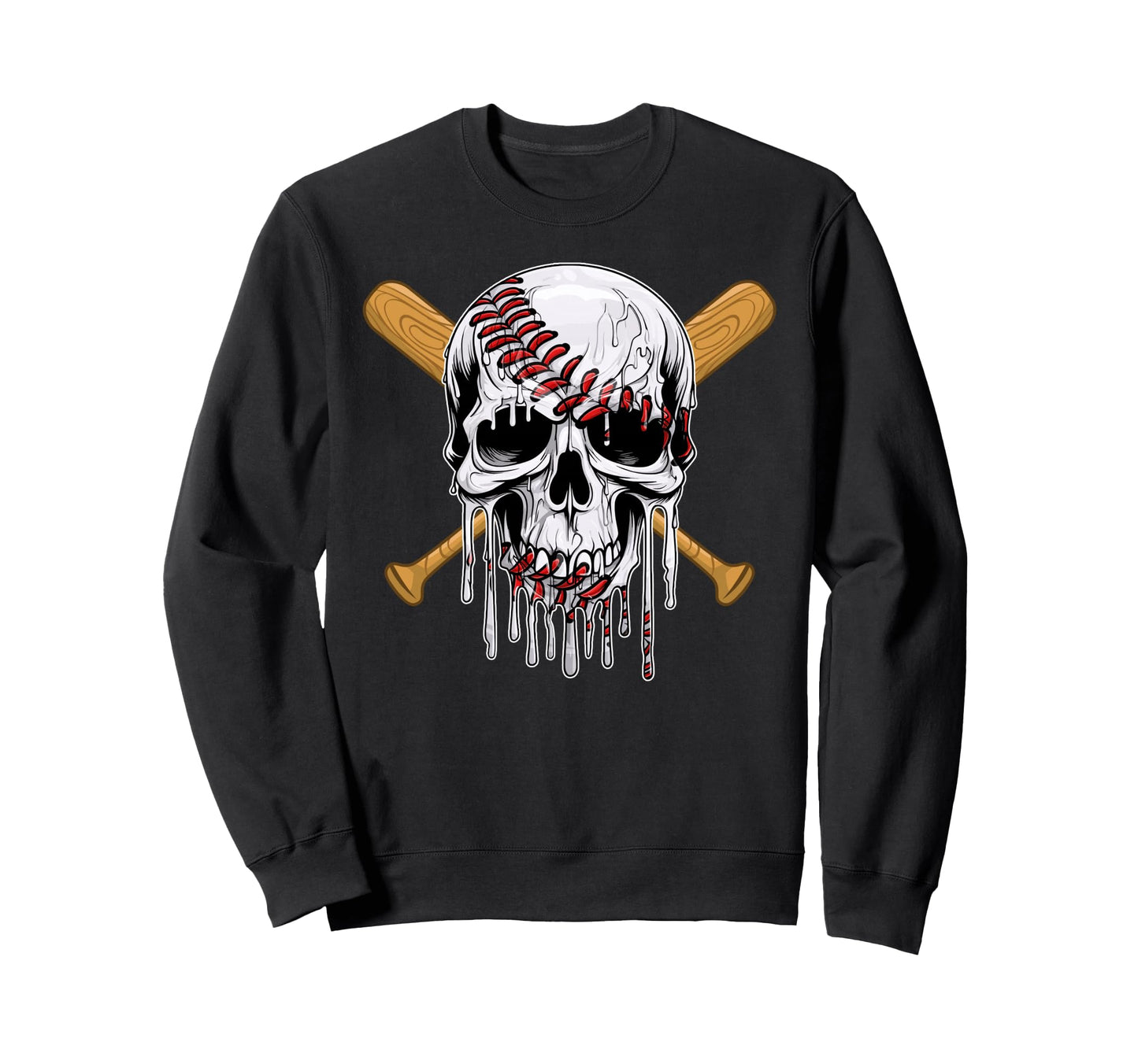 Baseball Skull Shaped Happy Sweatshirt - Fun Novelty Design Unisex - T-Shirt, Sweatshirt, Hoodie