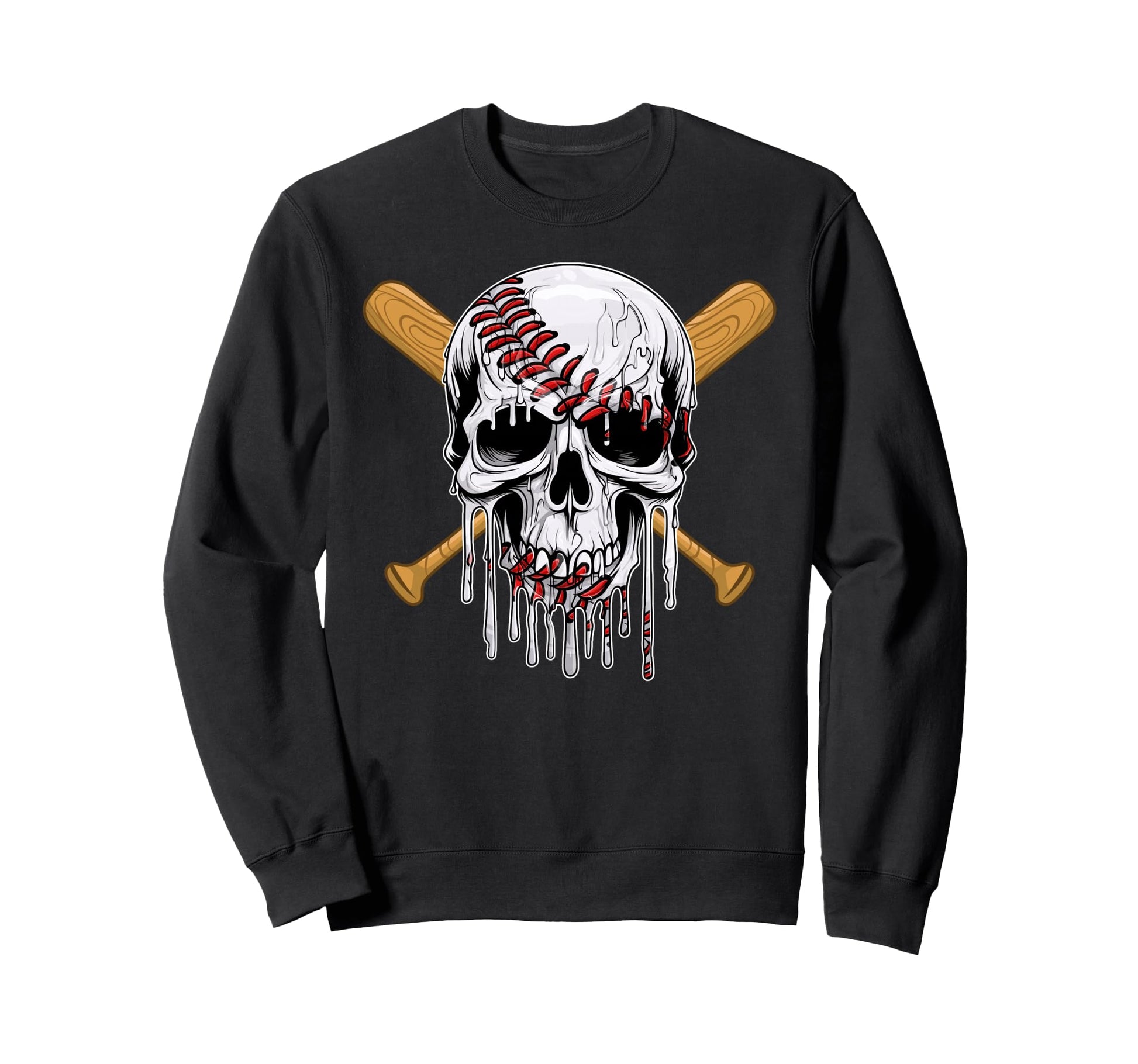 Baseball Skull Shaped Happy Sweatshirt - Fun Novelty Design Unisex - T-Shirt, Sweatshirt, Hoodie