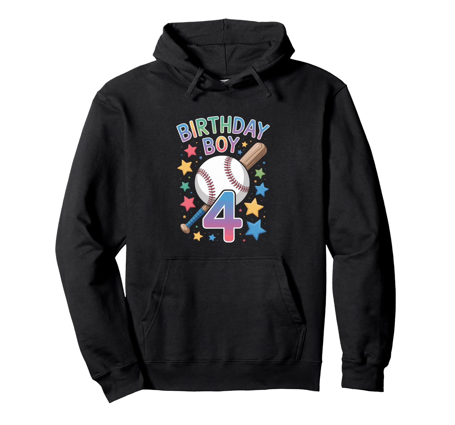 Birthday 4Th Birthday Baseball Hoodie - Aesthetic Graphic Unisex - T-Shirt, Sweatshirt, Hoodie