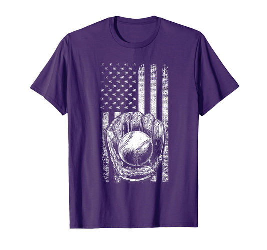 American Flag Baseball Catcher Baseball T-Shirt - Custom Art Print Unisex - T-Shirt, Sweatshirt, Hoodie