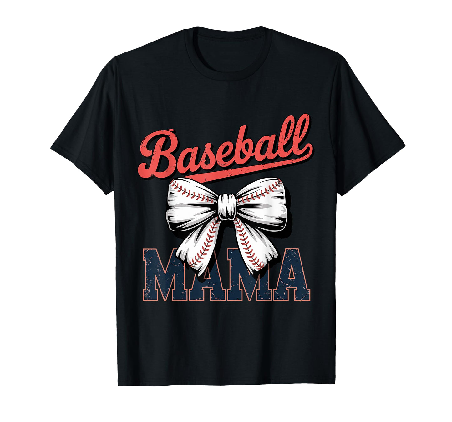Coquette Bow Baseball Mama Sports Mom T-Shirt - Graphic Print Unisex - T-Shirt, Sweatshirt, Hoodie