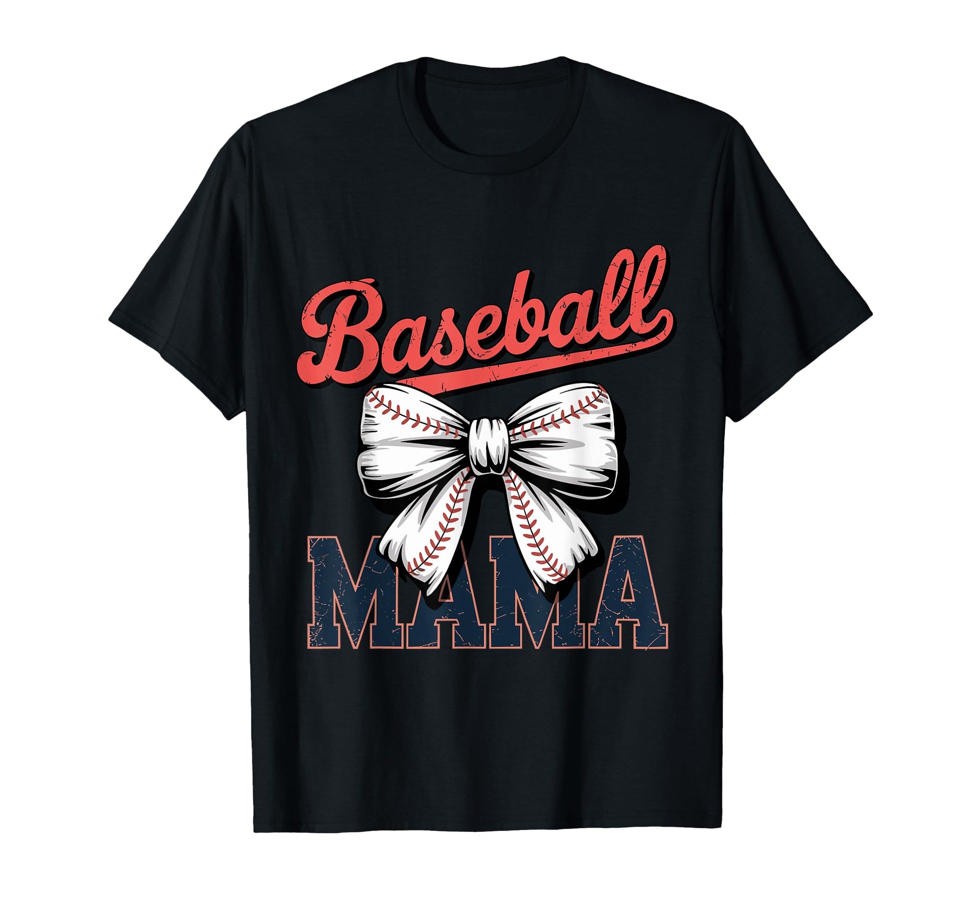 Coquette Bow Baseball Mama Sports Mom T-Shirt - Graphic Print Unisex - T-Shirt, Sweatshirt, Hoodie