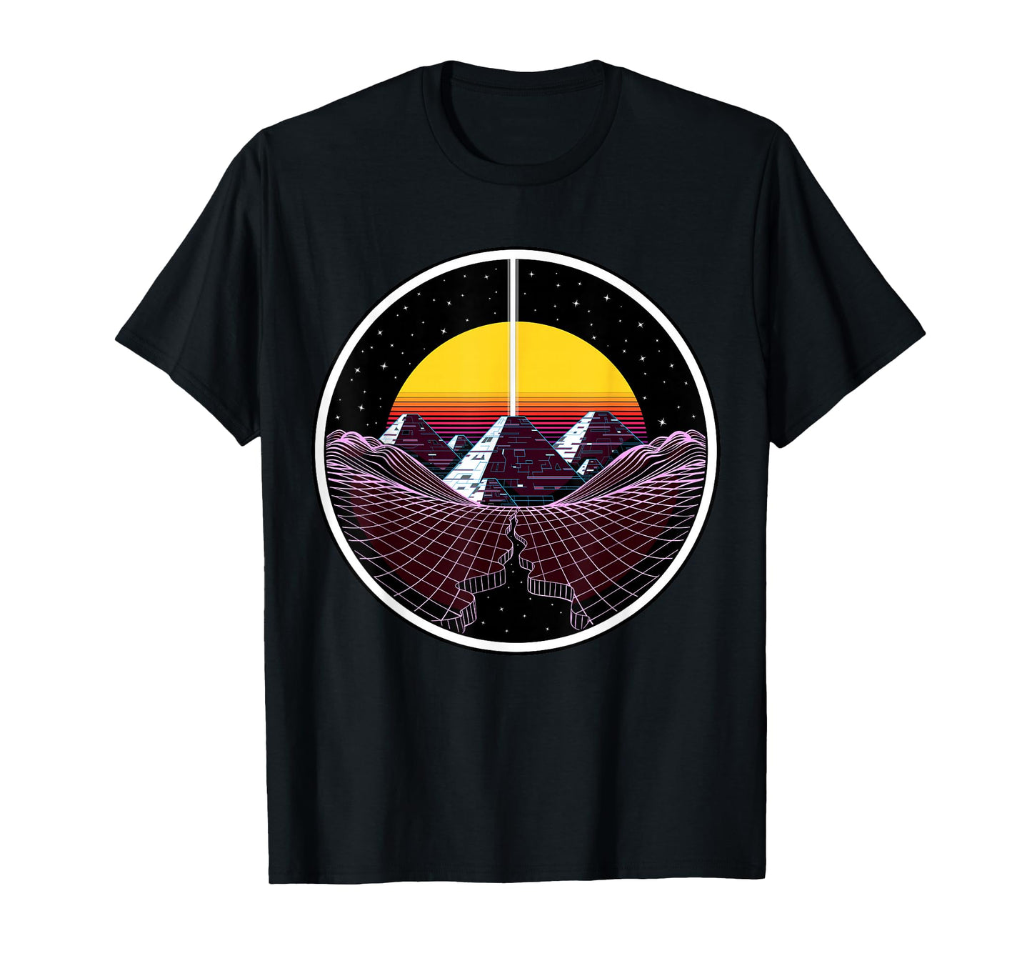 Synthwave Pyramids Vaporwave 80S T-Shirt - Casual Everyday Wear Unisex - T-Shirt, Sweatshirt, Hoodie