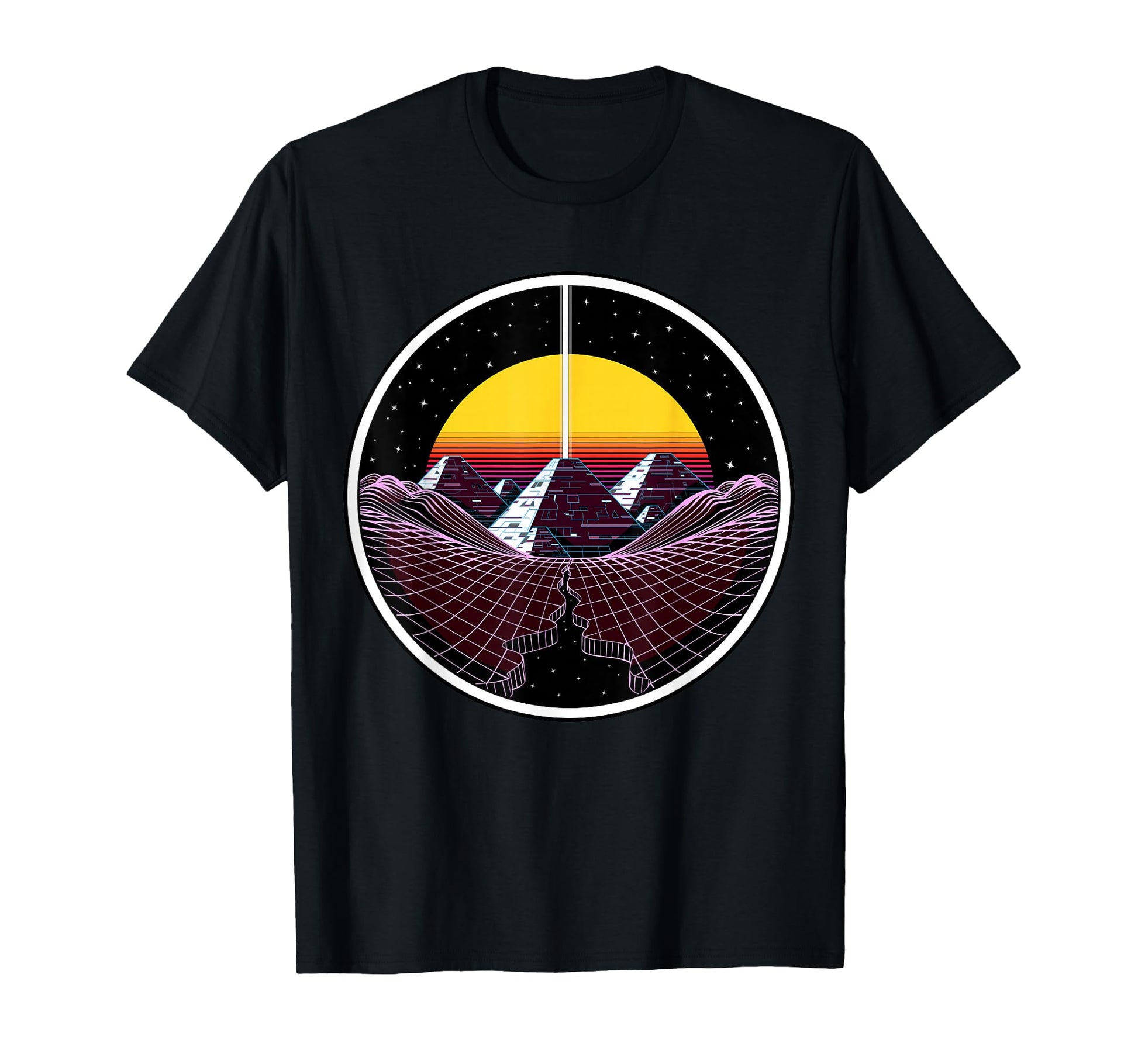 Synthwave Pyramids Vaporwave 80S T-Shirt - Casual Everyday Wear Unisex - T-Shirt, Sweatshirt, Hoodie