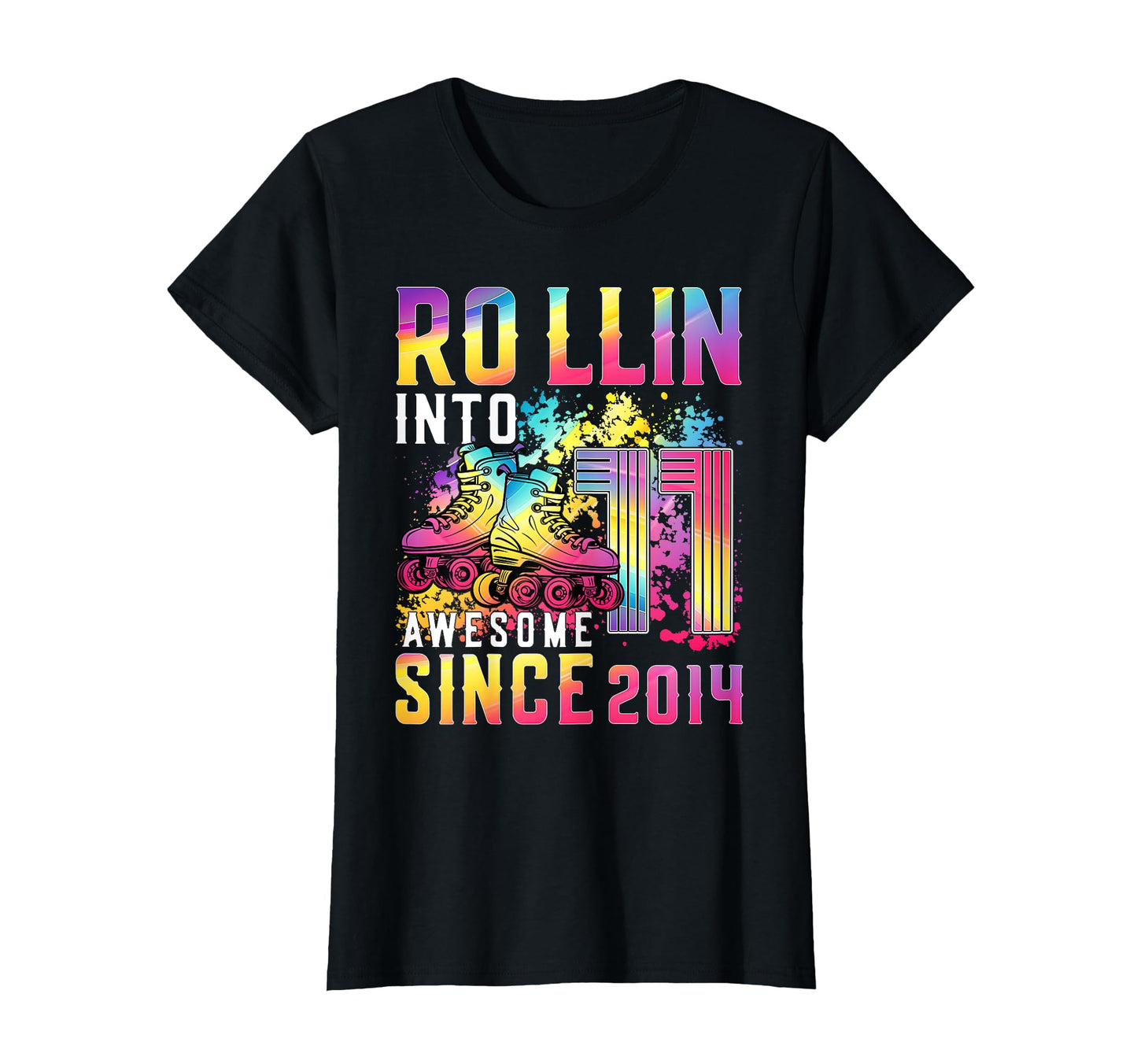 Roller Skater 11Th Birthday Rollin Into T-Shirt - Unique Graphic Men Women - T-Shirt, Sweatshirt, Hoodie