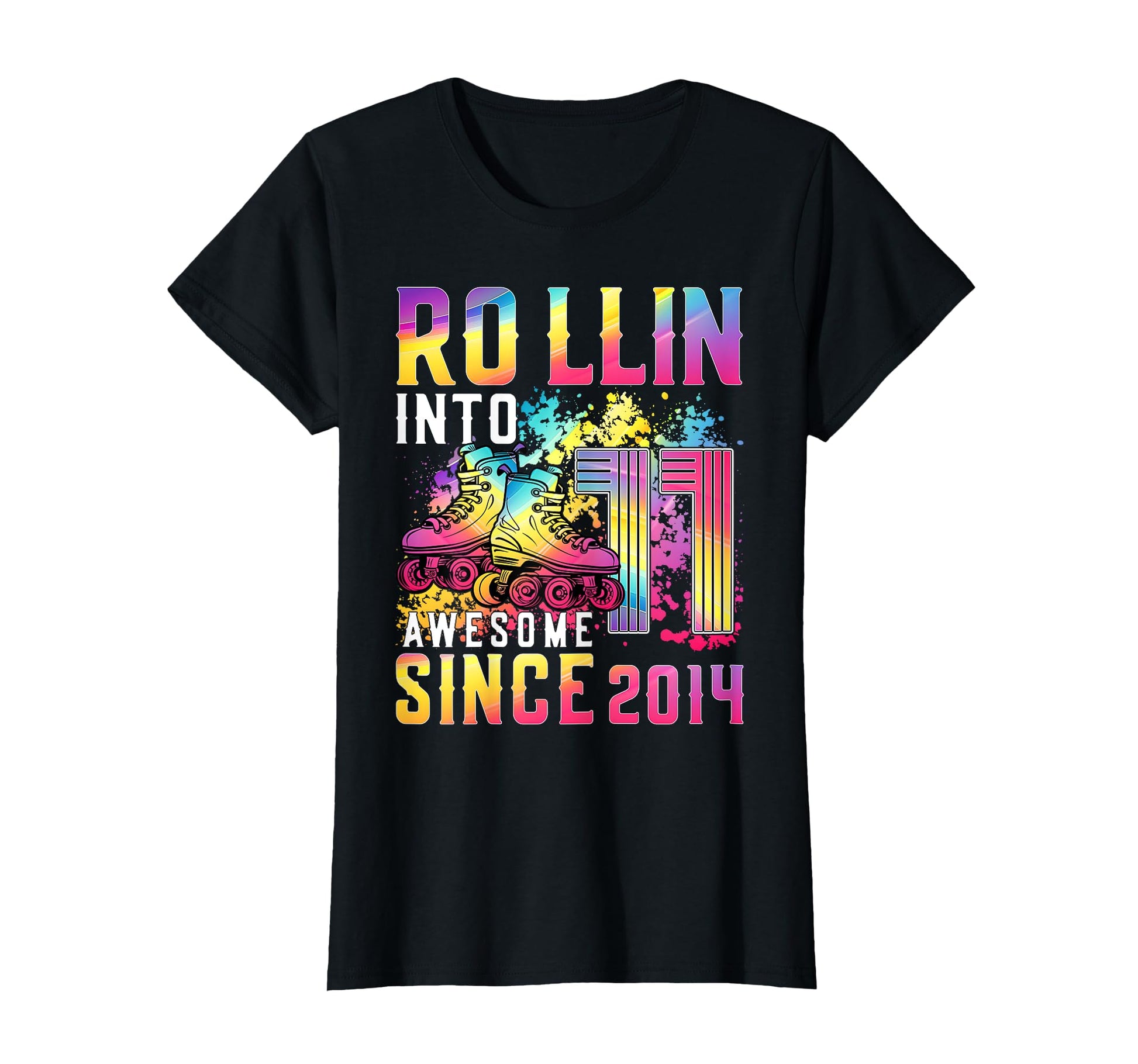 Roller Skater 11Th Birthday Rollin Into T-Shirt - Unique Graphic Men Women - T-Shirt, Sweatshirt, Hoodie