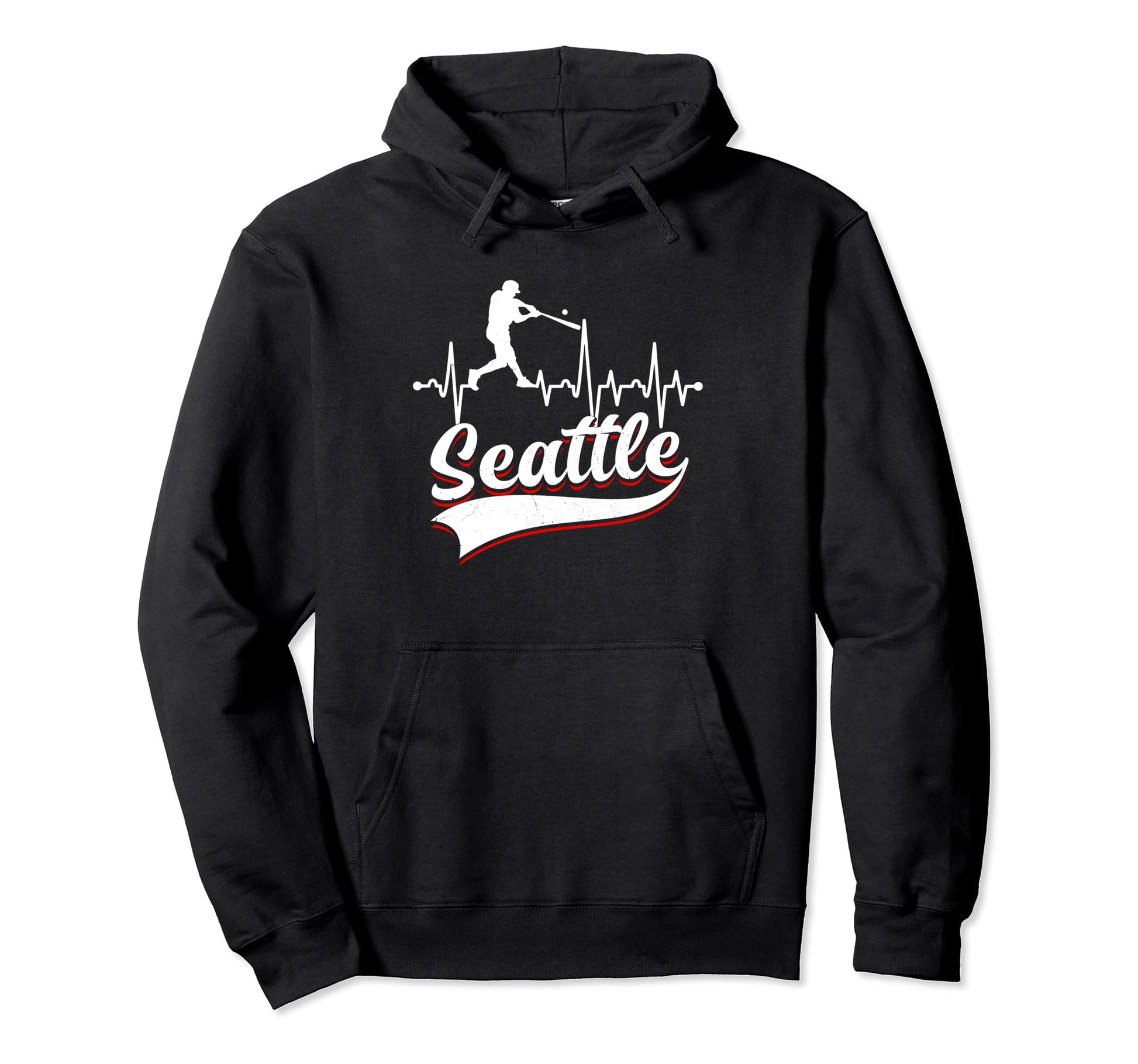 Seattle Funny Baseball Heartbeat Player Hoodie - Streetwear Style Unisex - T-Shirt, Sweatshirt, Hoodie