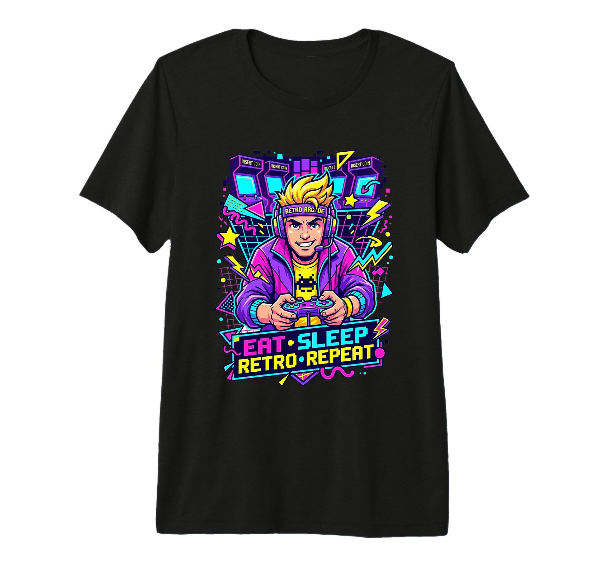 Eat Sleep Repeat 90S Arcade Gamer T-Shirt - Streetwear Style Men Women - T-Shirt, Sweatshirt, Hoodie
