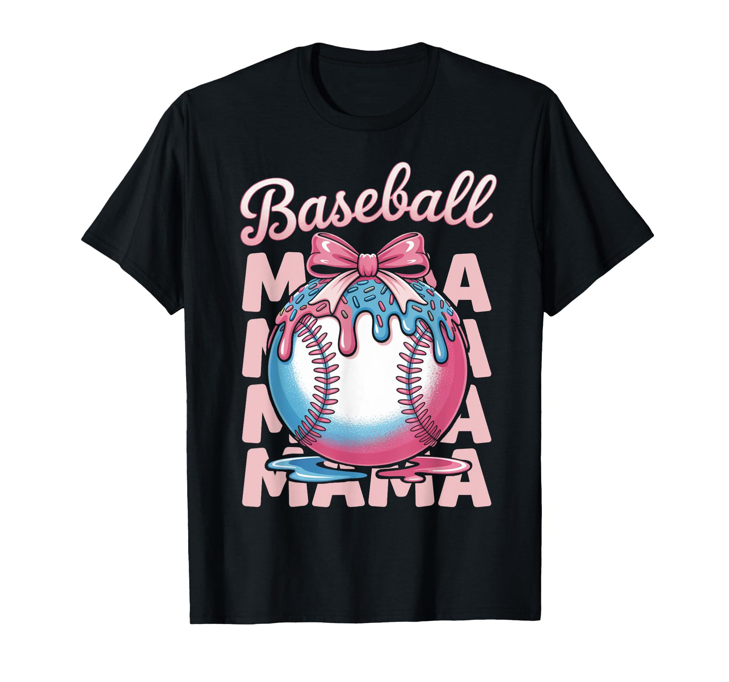Baseball Mama Coquette Ribbon Ice Cream T-Shirt - Novelty Apparel Unisex - T-Shirt, Sweatshirt, Hoodie