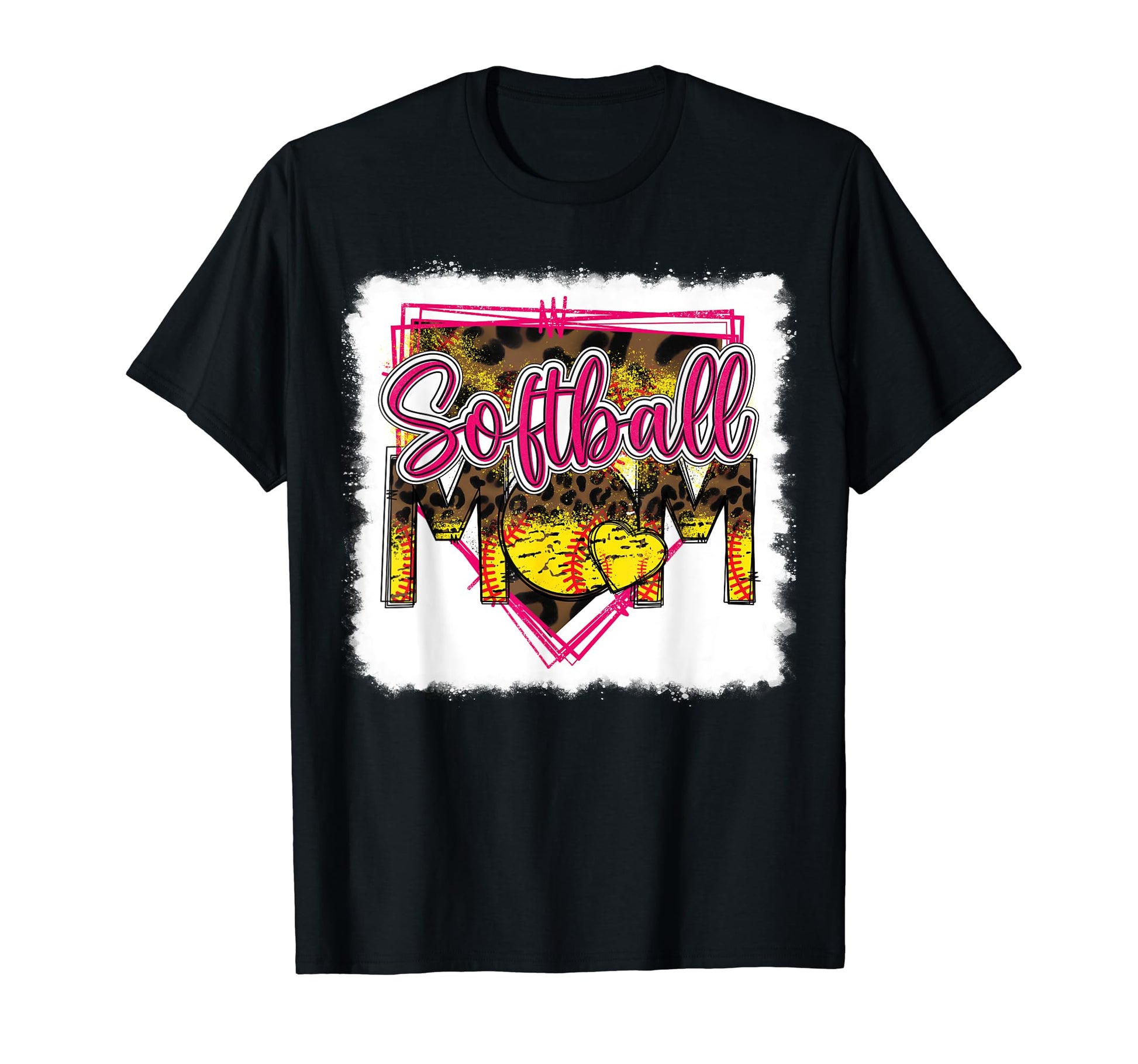 Bleached Softball Mom Leopard Funny T-Shirt - Minimalist Print Unisex - T-Shirt, Sweatshirt, Hoodie