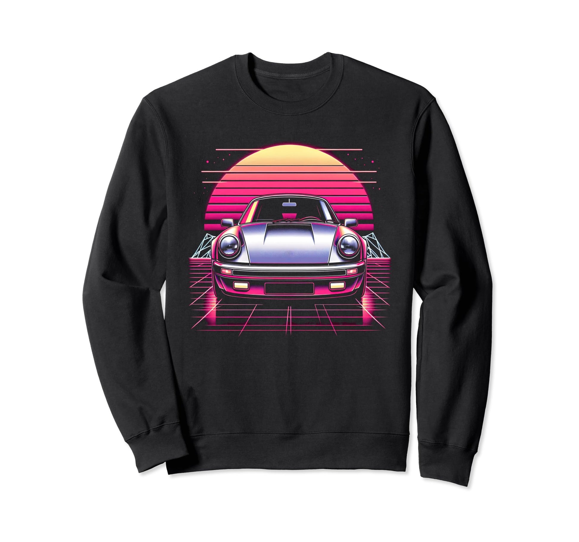 Synthwave Retrowave 80S Sports Car Sweatshirt - Custom Art Print Men Women - T-Shirt, Sweatshirt, Hoodie