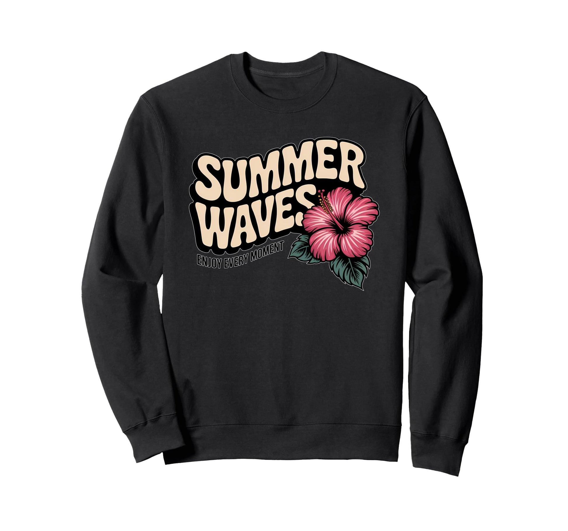Summer Typography Summer Vibes Waves Sweatshirt - Graphic Print Men Women - T-Shirt, Sweatshirt, Hoodie