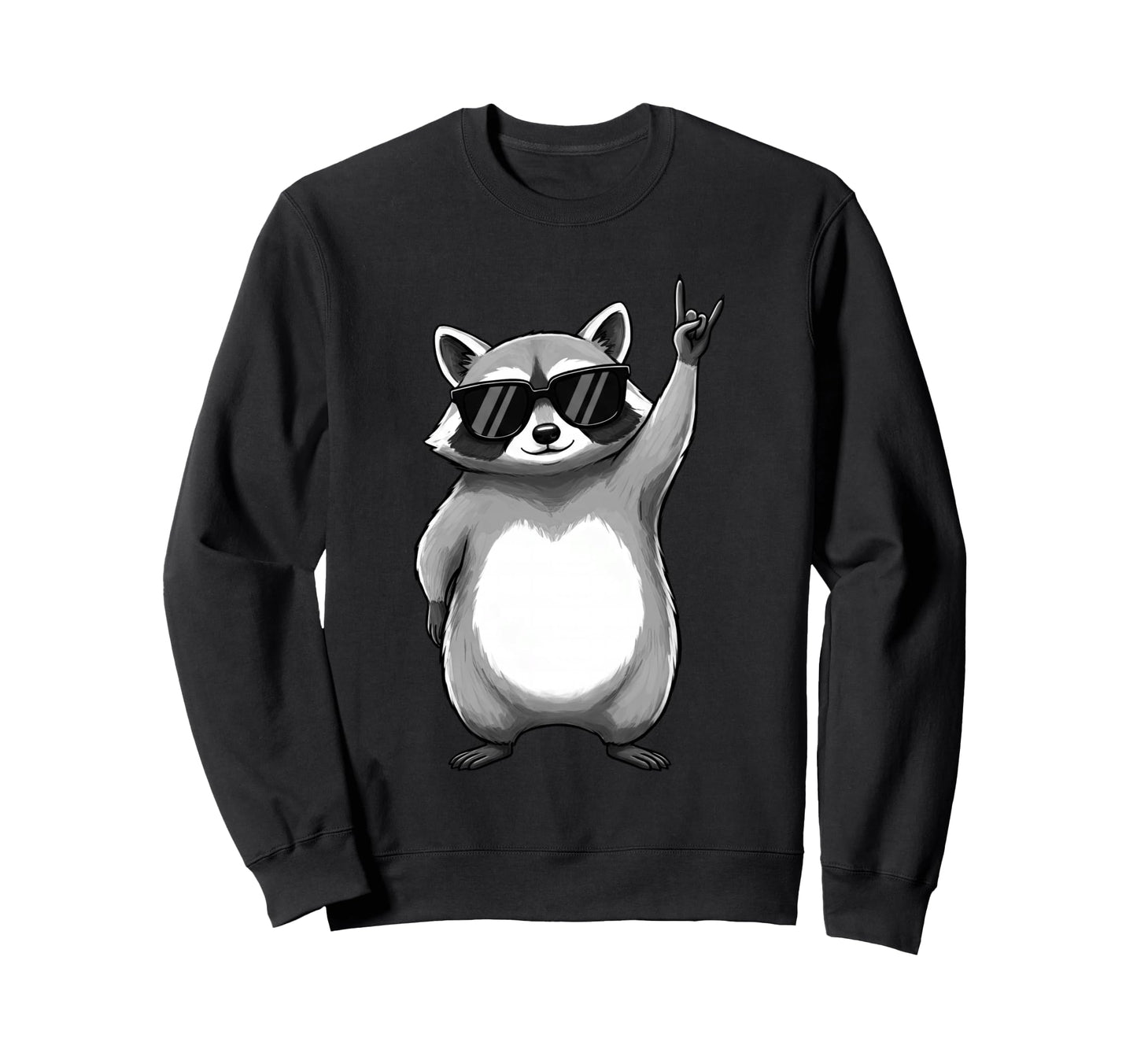 Raccoon Rocking Out Music Gift Sweatshirt - Novelty Apparel Men Women - T-Shirt, Sweatshirt, Hoodie