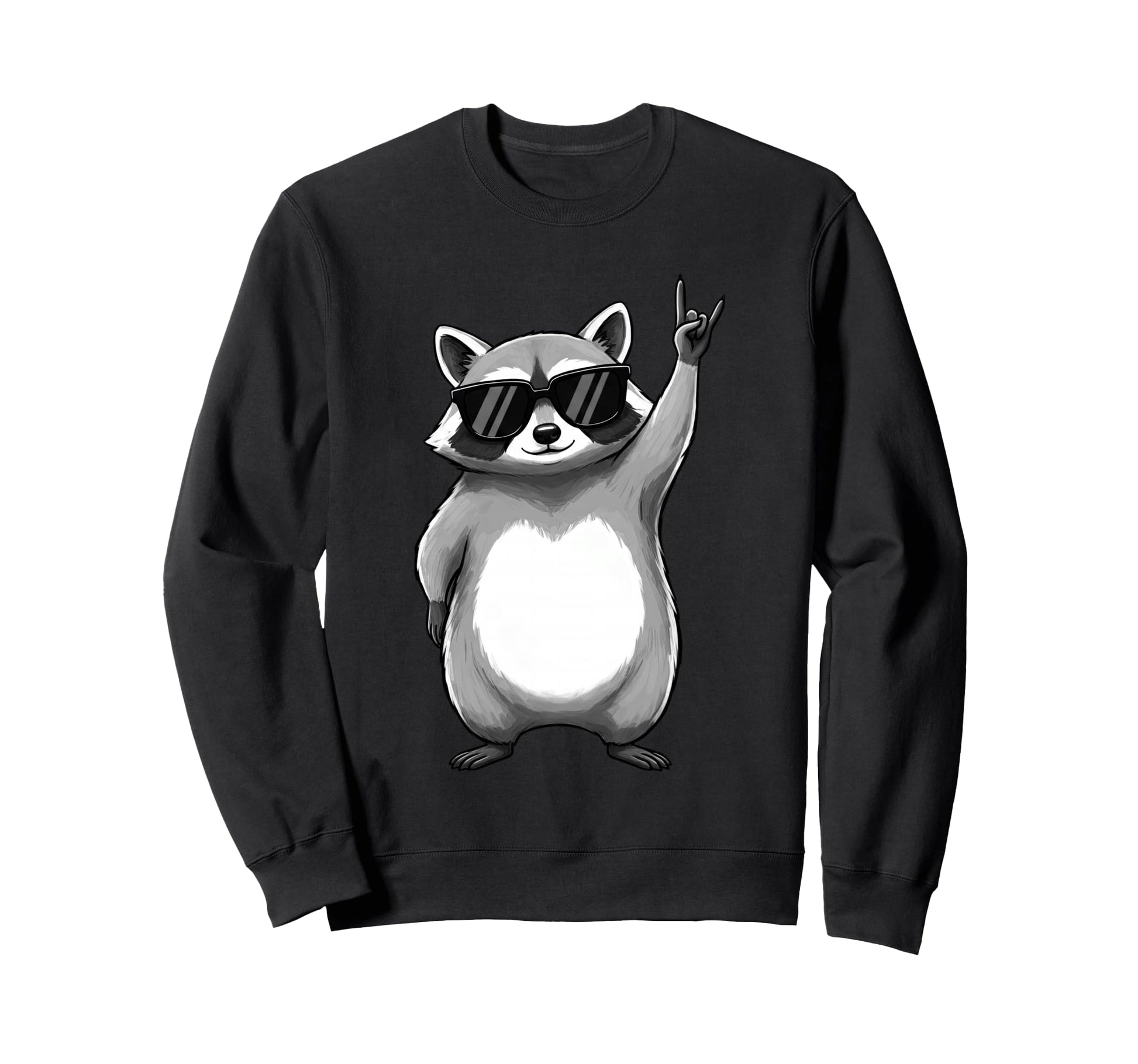 Raccoon Rocking Out Music Gift Sweatshirt - Novelty Apparel Men Women - T-Shirt, Sweatshirt, Hoodie