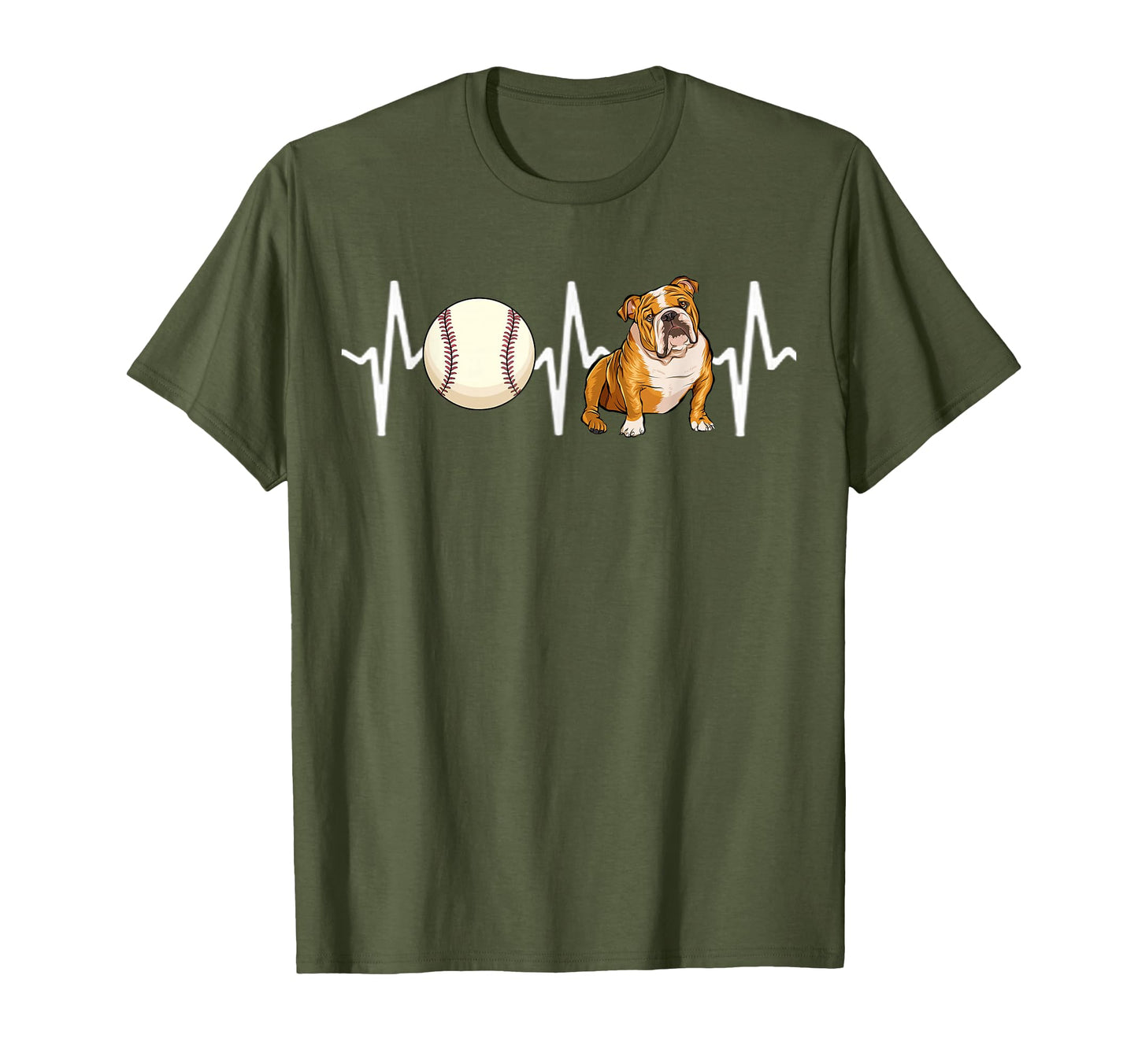 Baseball Bulldog Heartbeat Dog Lover T-Shirt - Streetwear Style for Adults - T-Shirt, Sweatshirt, Hoodie