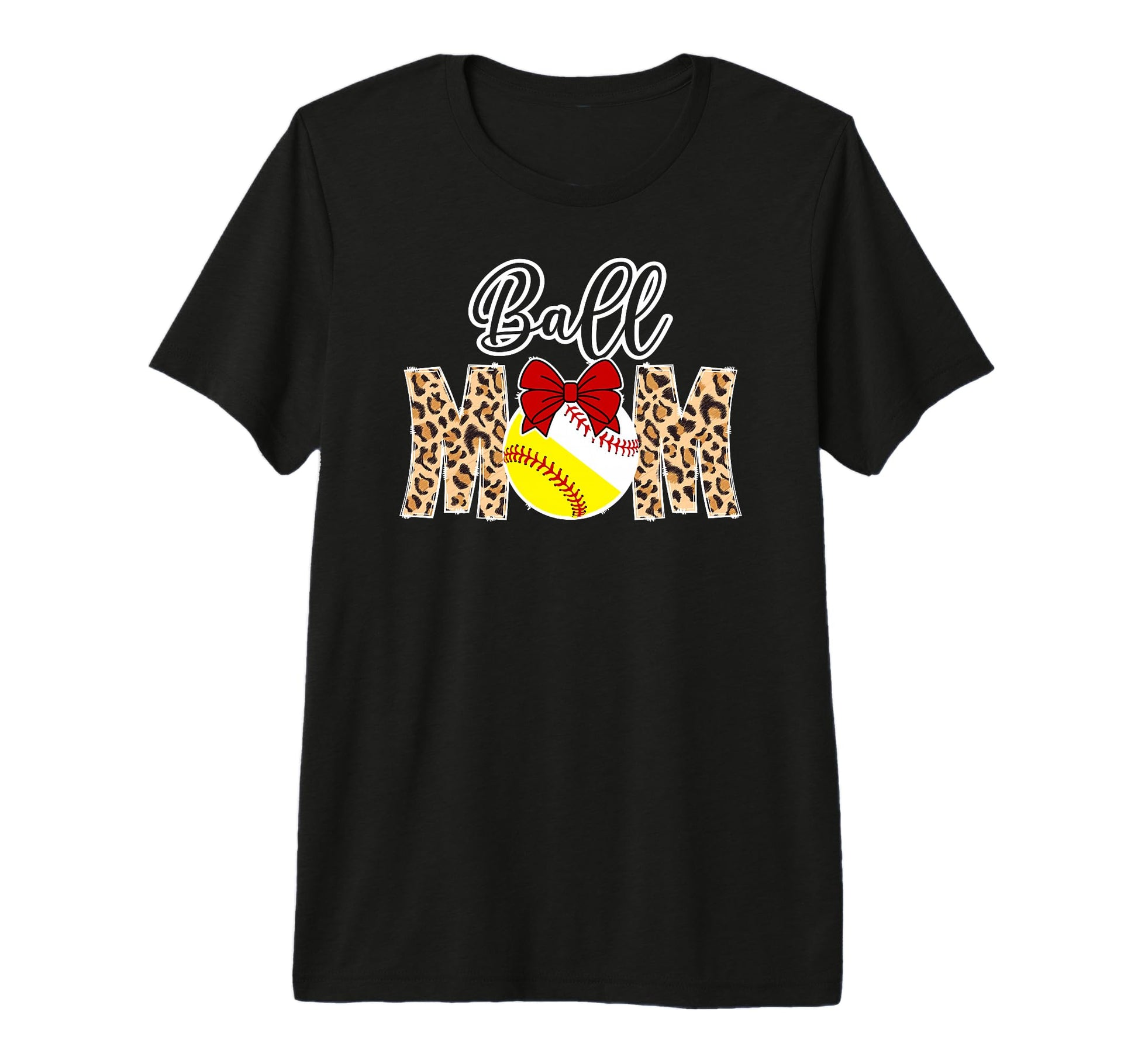 Ball Mom Leopard Softball Baseball T-Shirt - Fun Novelty Design for Adults - T-Shirt, Sweatshirt, Hoodie
