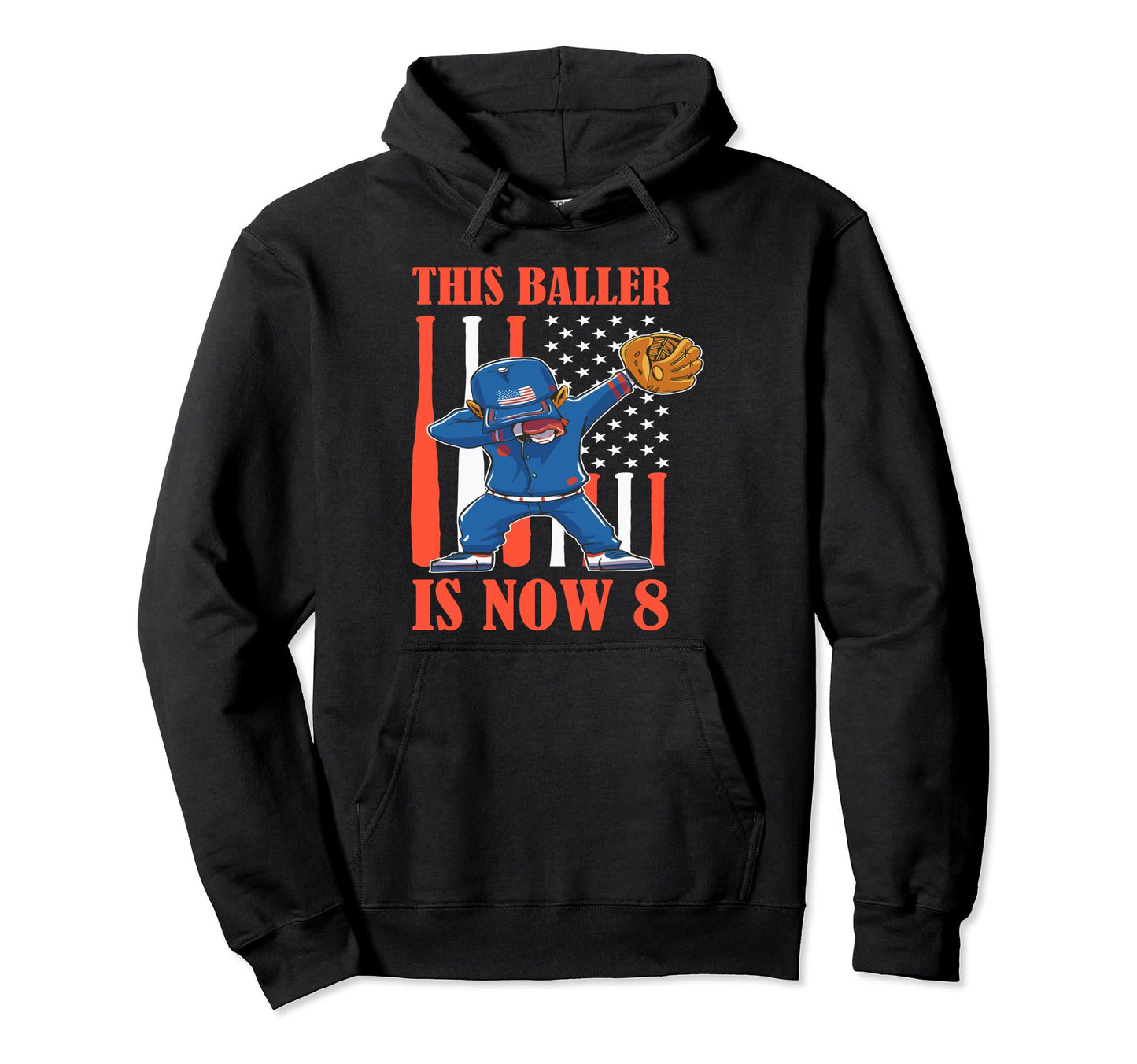 8 Year Old Happy 8Th Birthday Baseball Hoodie - Fun Novelty Design Unisex - T-Shirt, Sweatshirt, Hoodie
