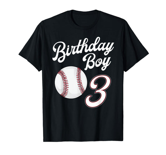 3 Years Old Baseball Themed 3Rd Birthday T-Shirt - Custom Art Print Unisex - T-Shirt, Sweatshirt, Hoodie