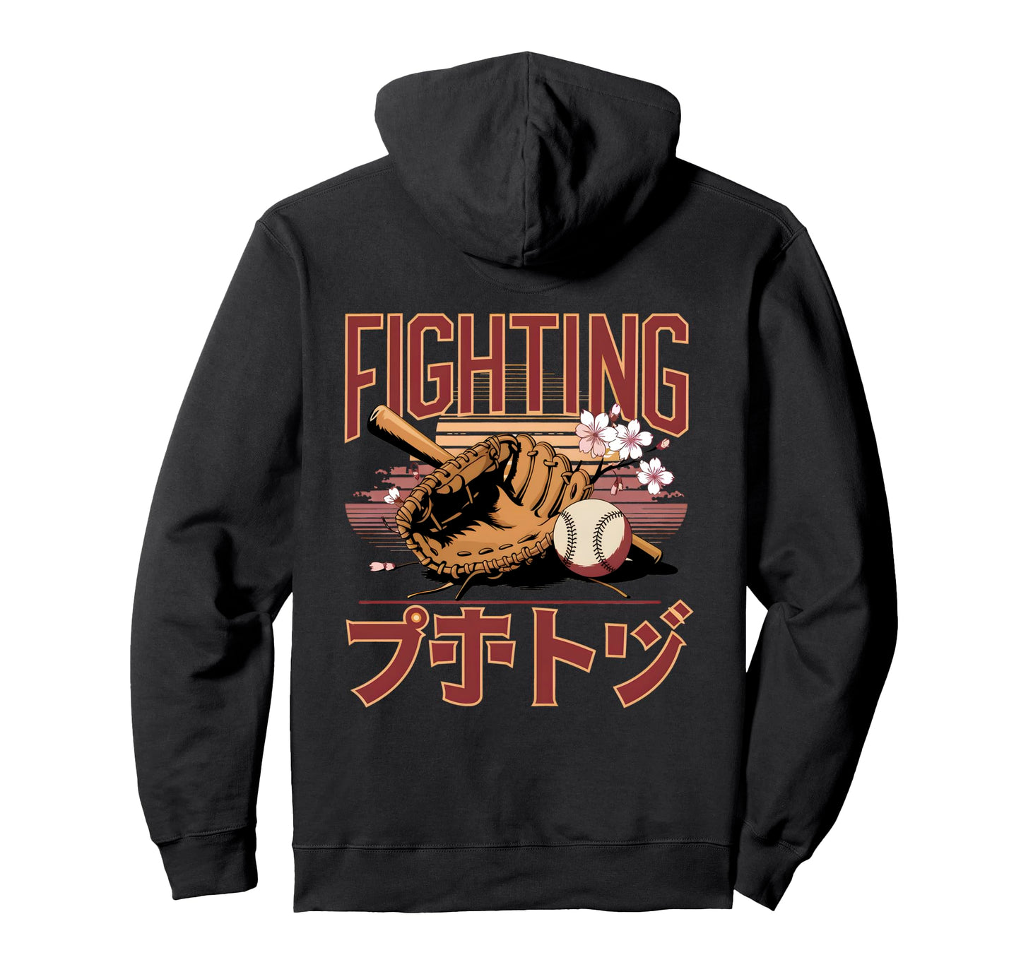 Baseball Japanese Elements Hoodie - Fun Novelty Design Men Women - T-Shirt, Sweatshirt, Hoodie