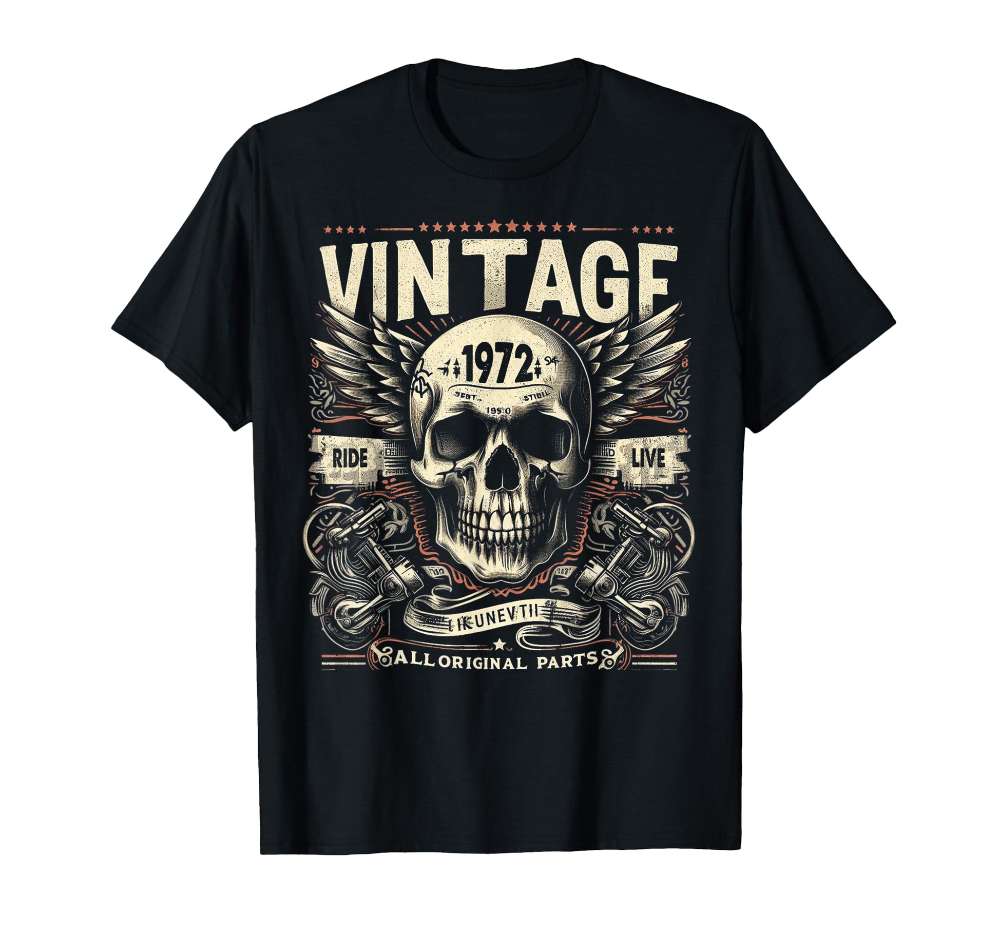 1972 Born 1972 Birthday Skull Biker T-Shirt - Aesthetic Graphic Unisex - T-Shirt, Sweatshirt, Hoodie
