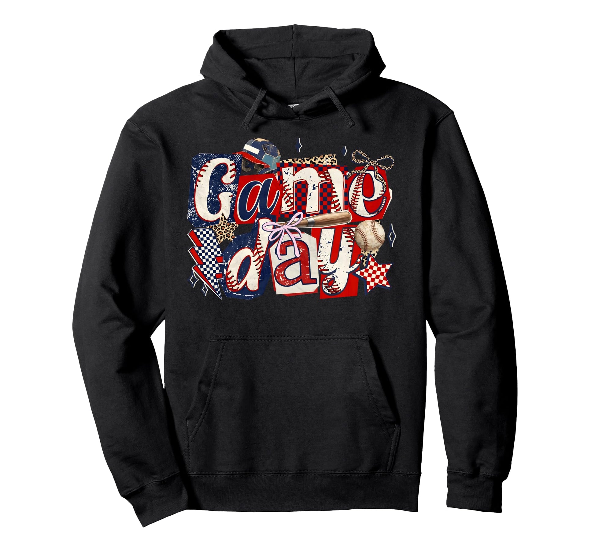 Game Day Baseball Leopard Coquette Bow Hoodie - Trendy Graphic for Adults - T-Shirt, Sweatshirt, Hoodie