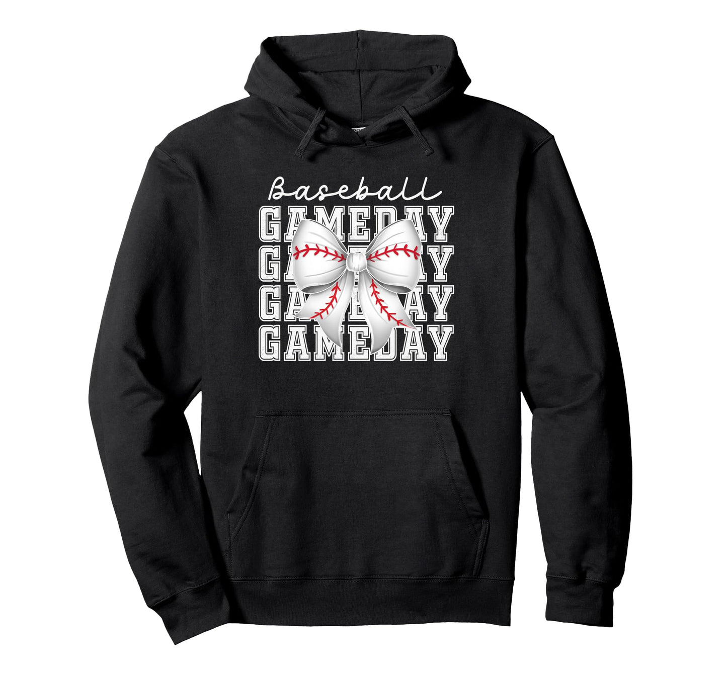 Baseball Game Day Mom Coquette Bow Hoodie - Streetwear Style for Adults - T-Shirt, Sweatshirt, Hoodie