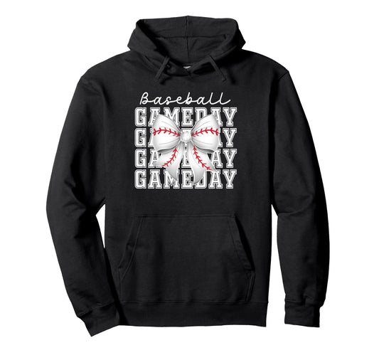 Baseball Game Day Mom Coquette Bow Hoodie - Streetwear Style for Adults - T-Shirt, Sweatshirt, Hoodie