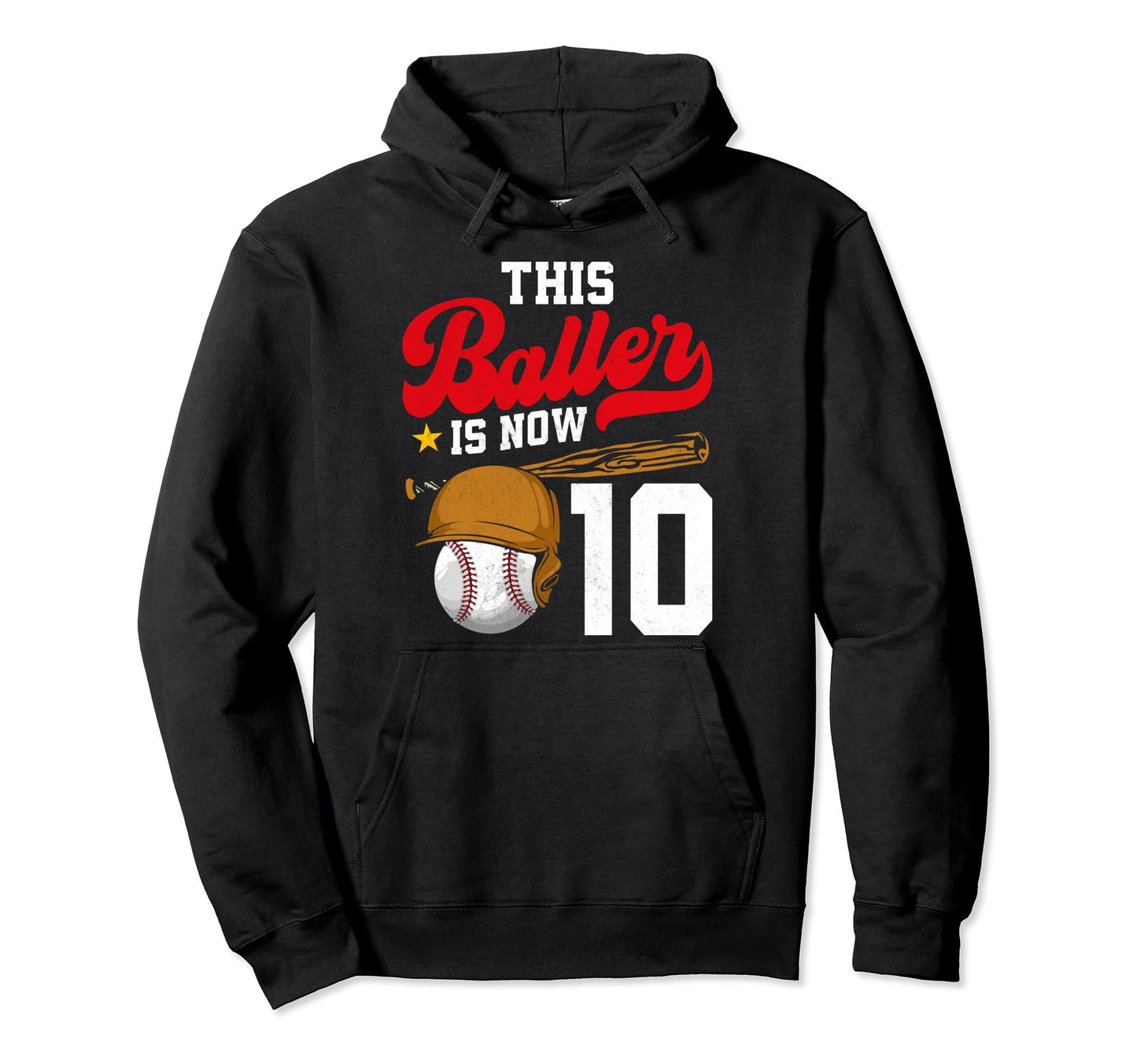 This Baller Is 10 T Ball Baseball Hoodie - Aesthetic Graphic for Adults - T-Shirt, Sweatshirt, Hoodie