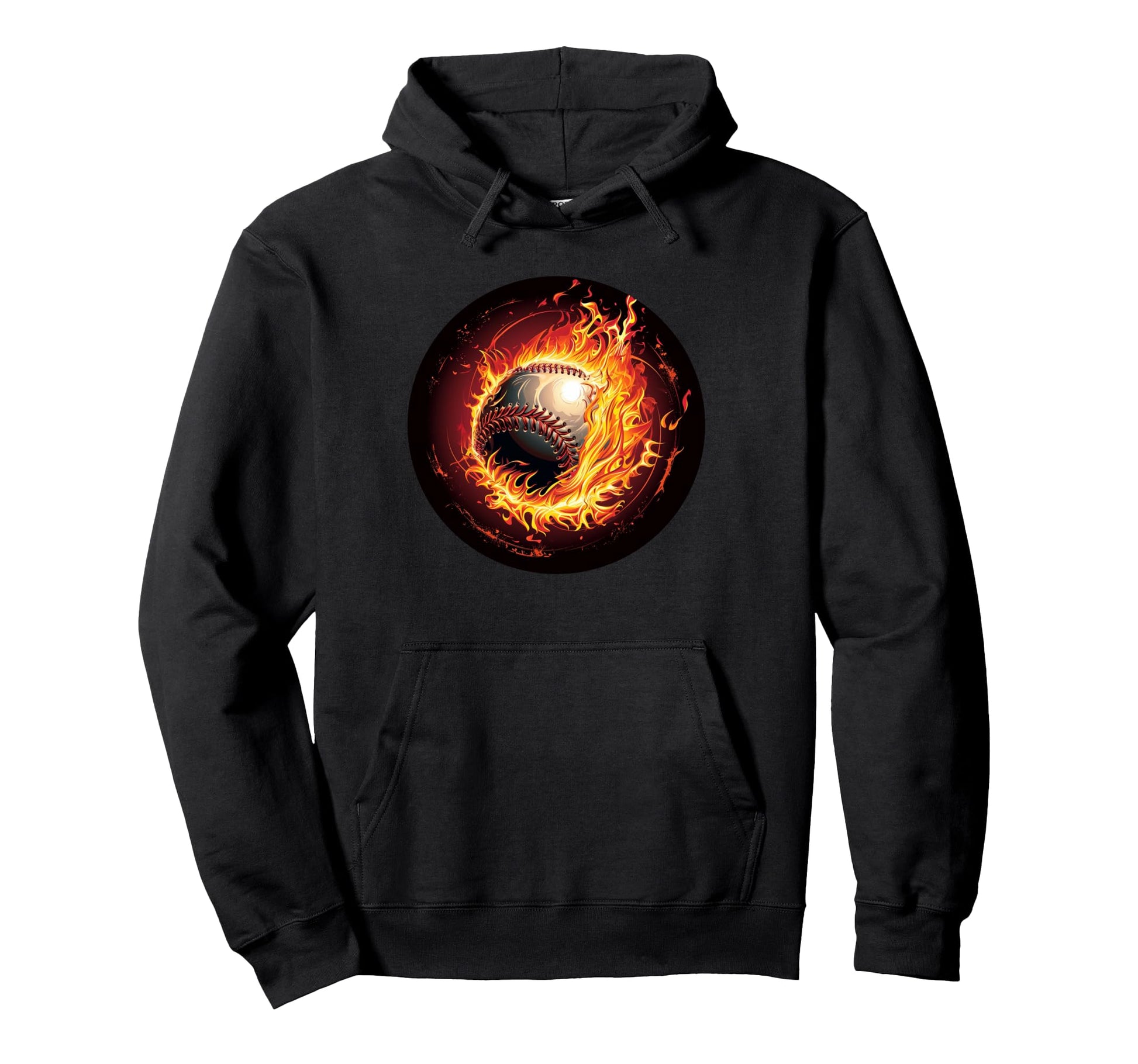 Hot Baseball Flames Meteorite Balls Hoodie - Fun Novelty Design for Adults - T-Shirt, Sweatshirt, Hoodie