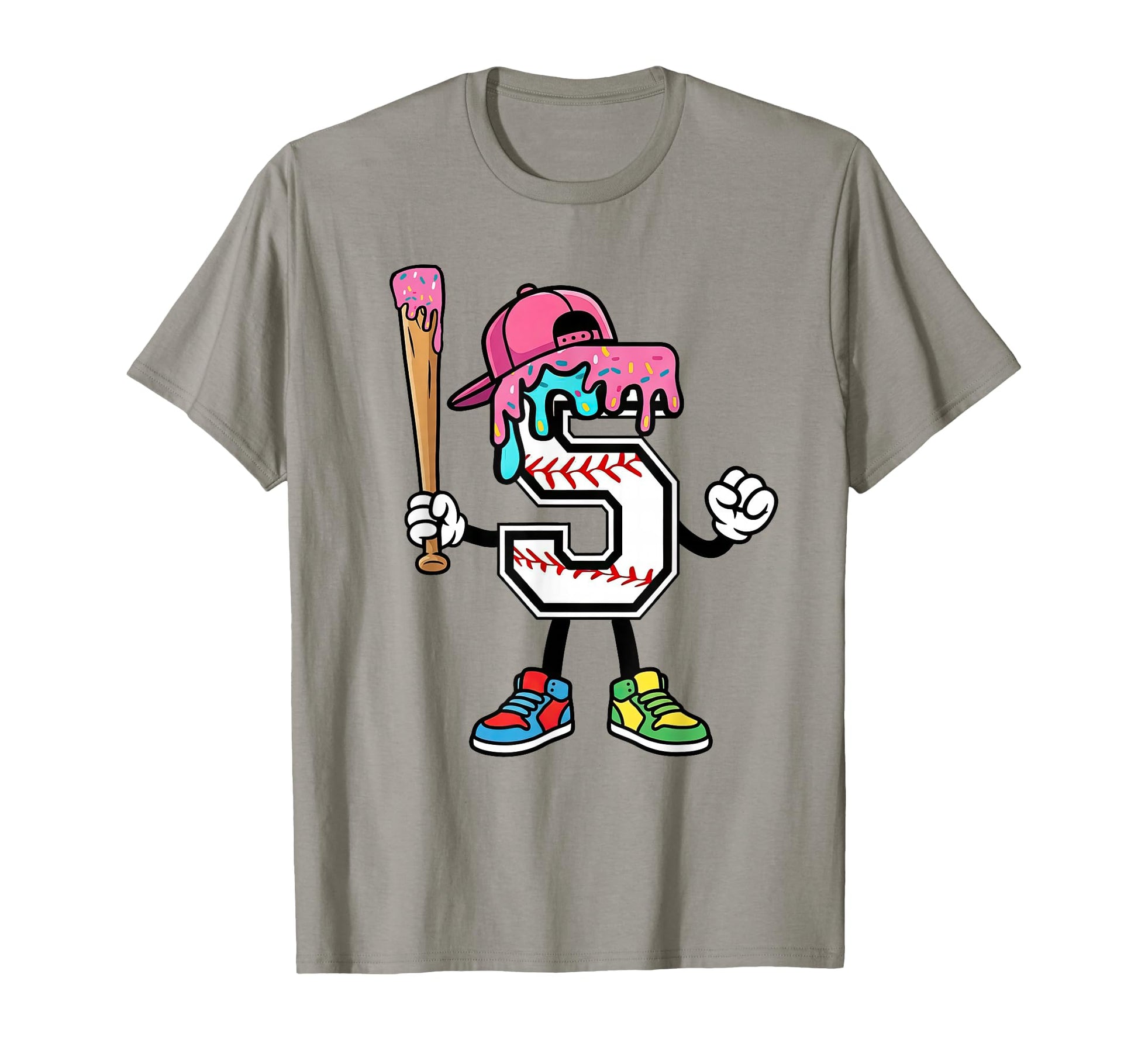 5Th Birthday Baseball Ice Cream Drip 5 T-Shirt - Unique Graphic for Adults - T-Shirt, Sweatshirt, Hoodie