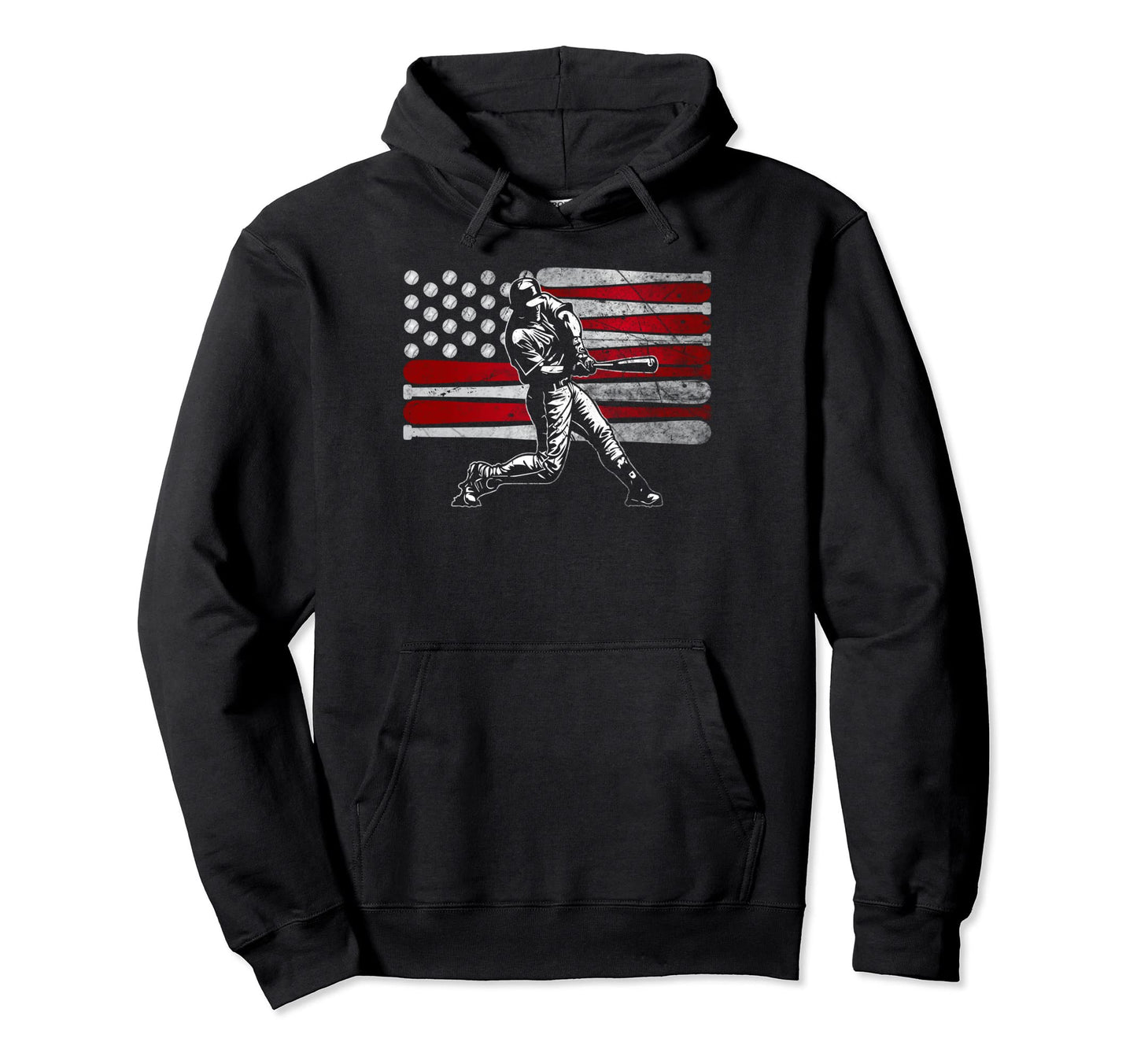 Baseball Bat Distressed American Hoodie - Fun Novelty Design for Adults - T-Shirt, Sweatshirt, Hoodie