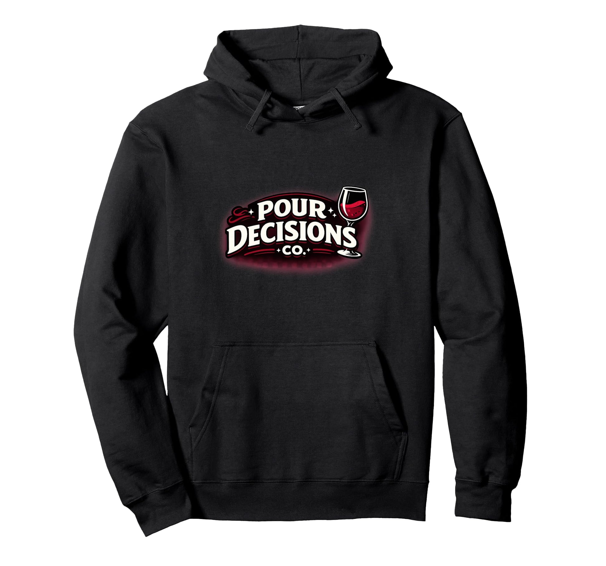 Pour Decisions Co Logo Bold Wine Hoodie - Minimalist Print for Adults - T-Shirt, Sweatshirt, Hoodie