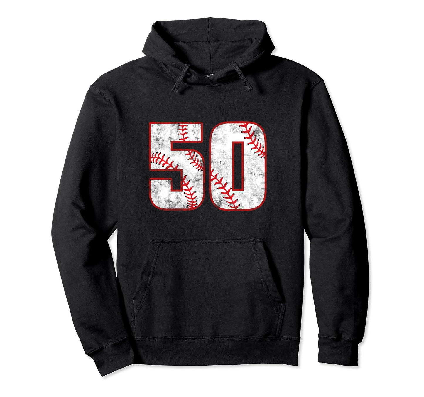 Baseball 50 Jersey Number Hoodie - Unique Graphic for Adults - T-Shirt, Sweatshirt, Hoodie