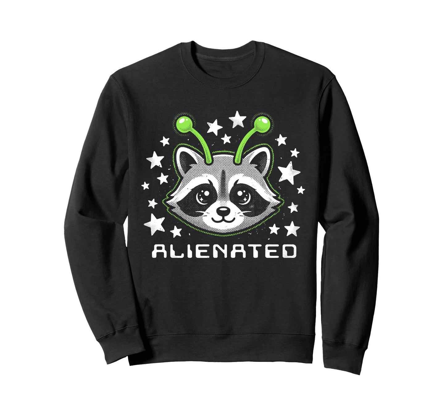 Alienated Raccoon Alien Halftone Sweatshirt - Aesthetic Graphic Unisex - T-Shirt, Sweatshirt, Hoodie