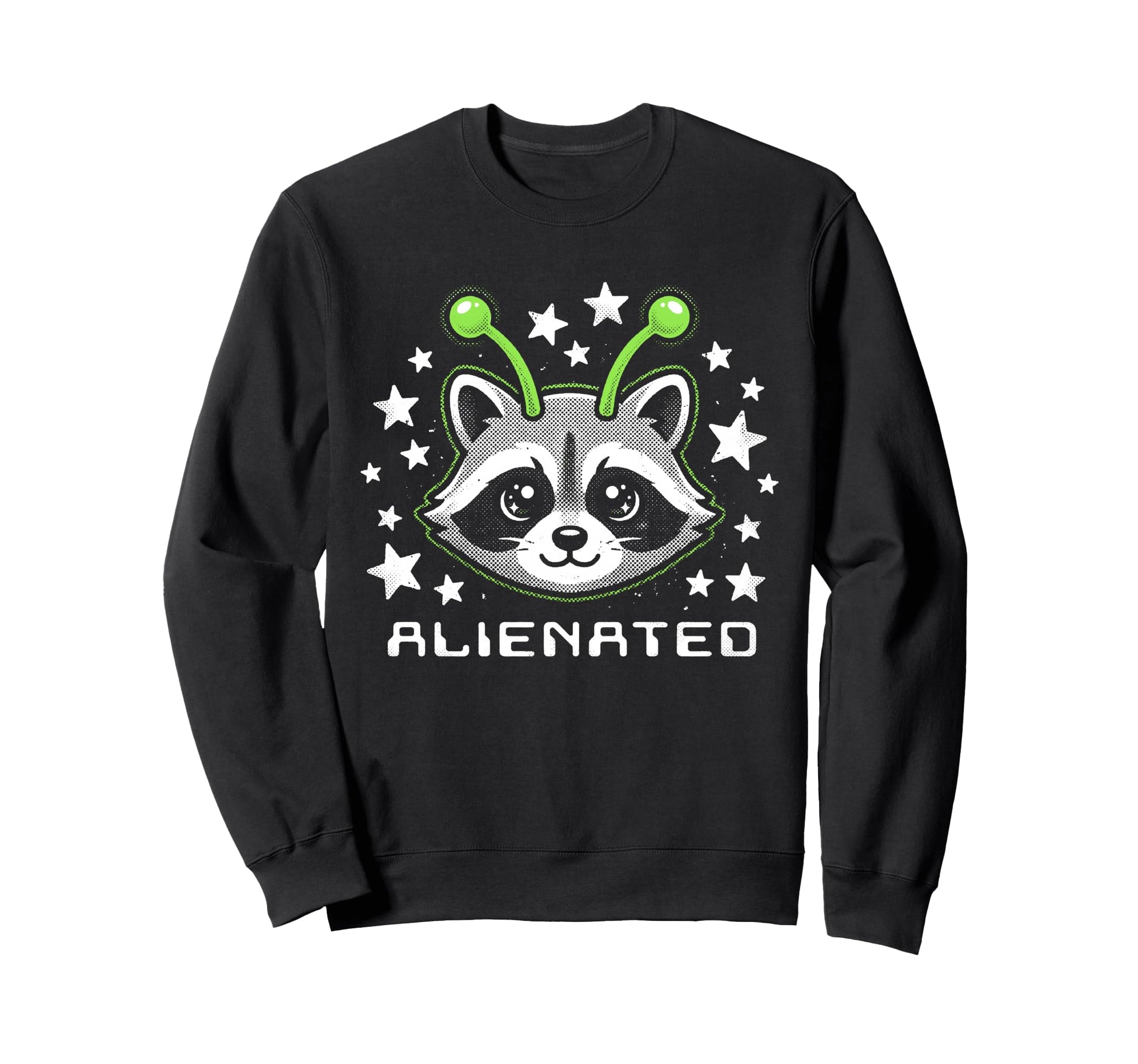 Alienated Raccoon Alien Halftone Sweatshirt - Aesthetic Graphic Unisex - T-Shirt, Sweatshirt, Hoodie