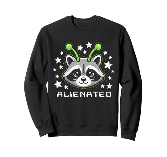 Alienated Raccoon Alien Halftone Sweatshirt - Aesthetic Graphic Unisex - T-Shirt, Sweatshirt, Hoodie