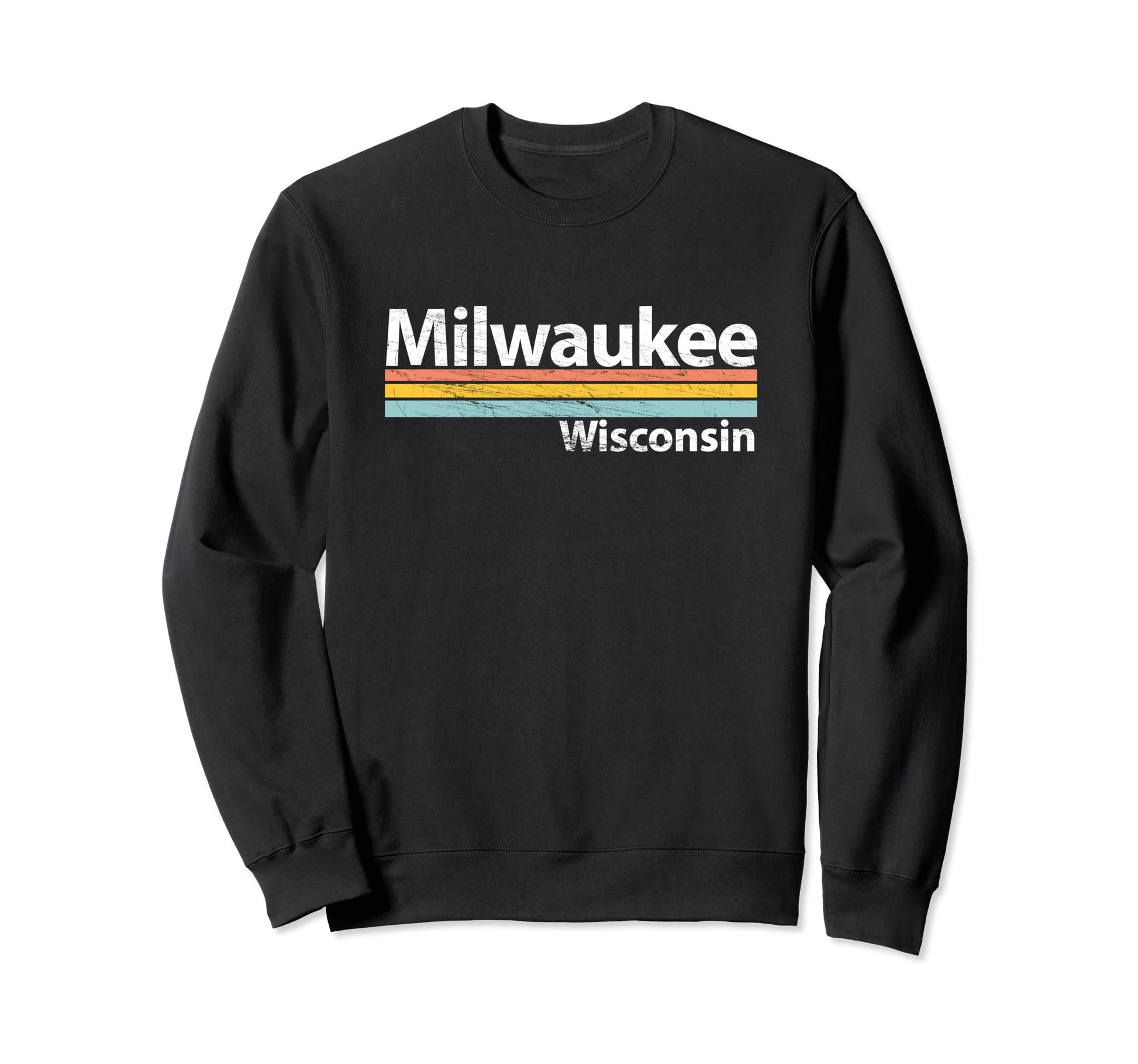 Milwaukee Wisconsin Worn Stripes Sweatshirt - Streetwear Style Unisex - T-Shirt, Sweatshirt, Hoodie