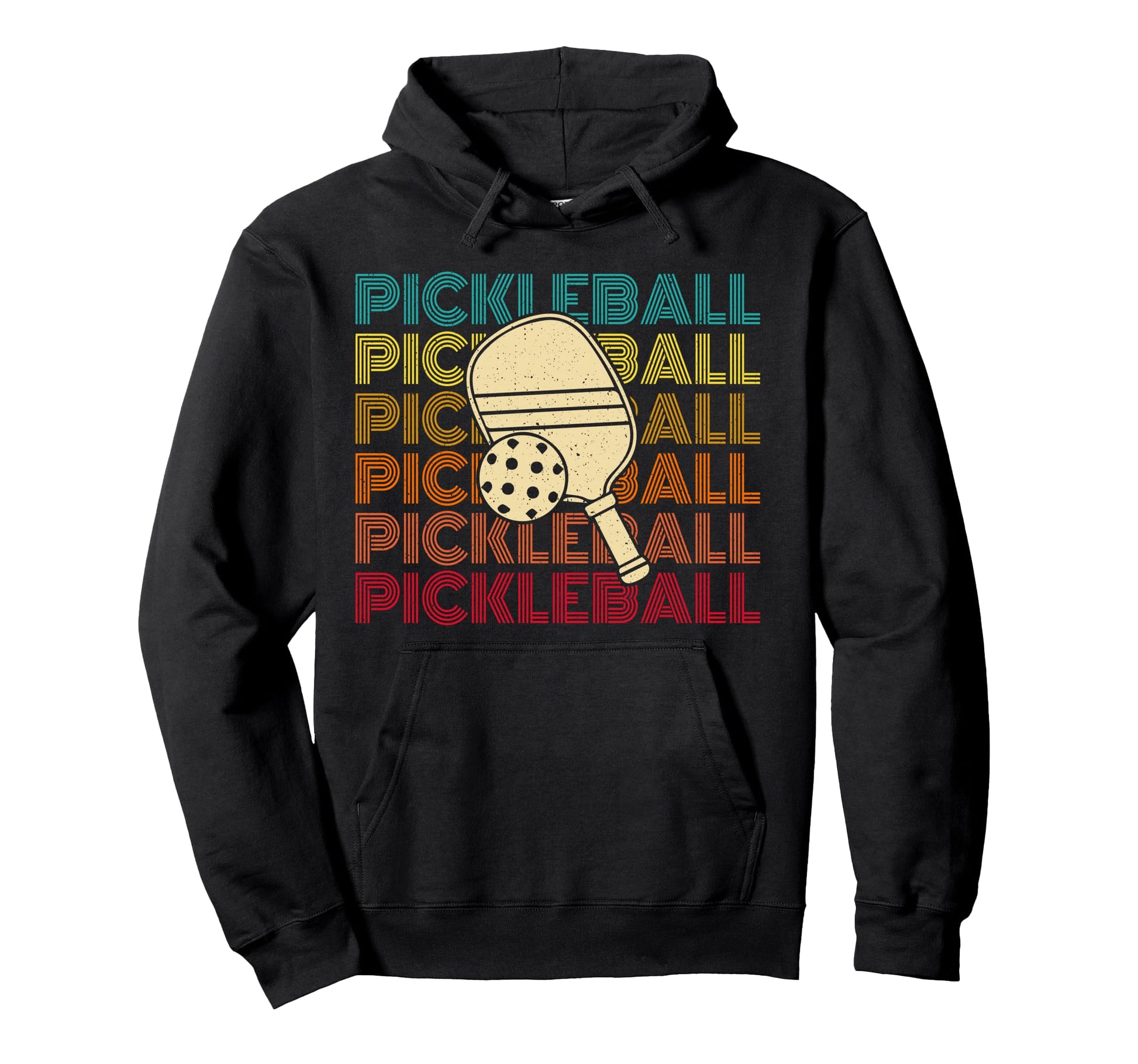 Pickleball Stripe Font Rainbow Hoodie - Aesthetic Graphic Men Women - T-Shirt, Sweatshirt, Hoodie