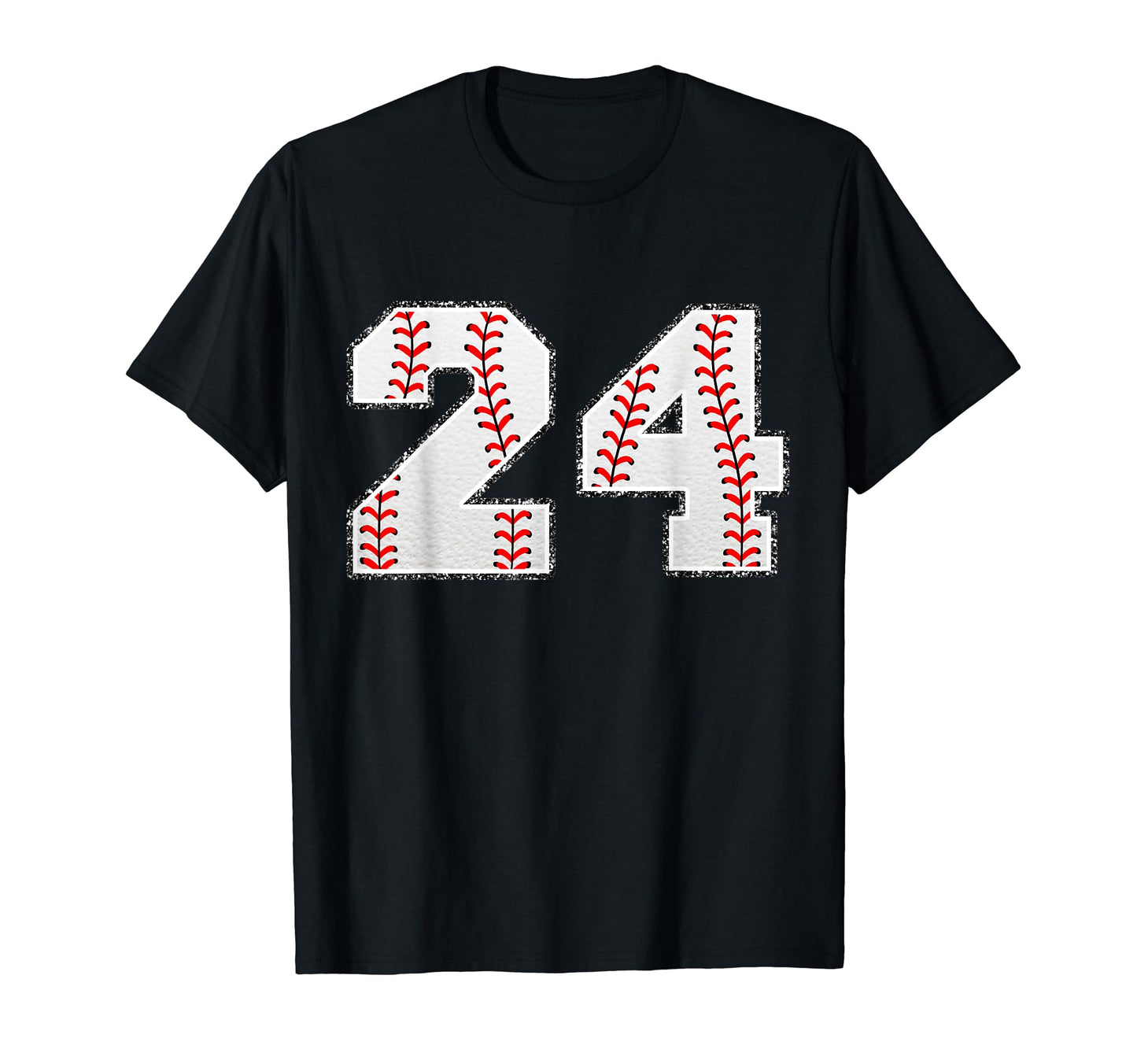 Number 24 Baseball Distressed Number T-Shirt - Novelty Apparel Men Women - T-Shirt, Sweatshirt, Hoodie