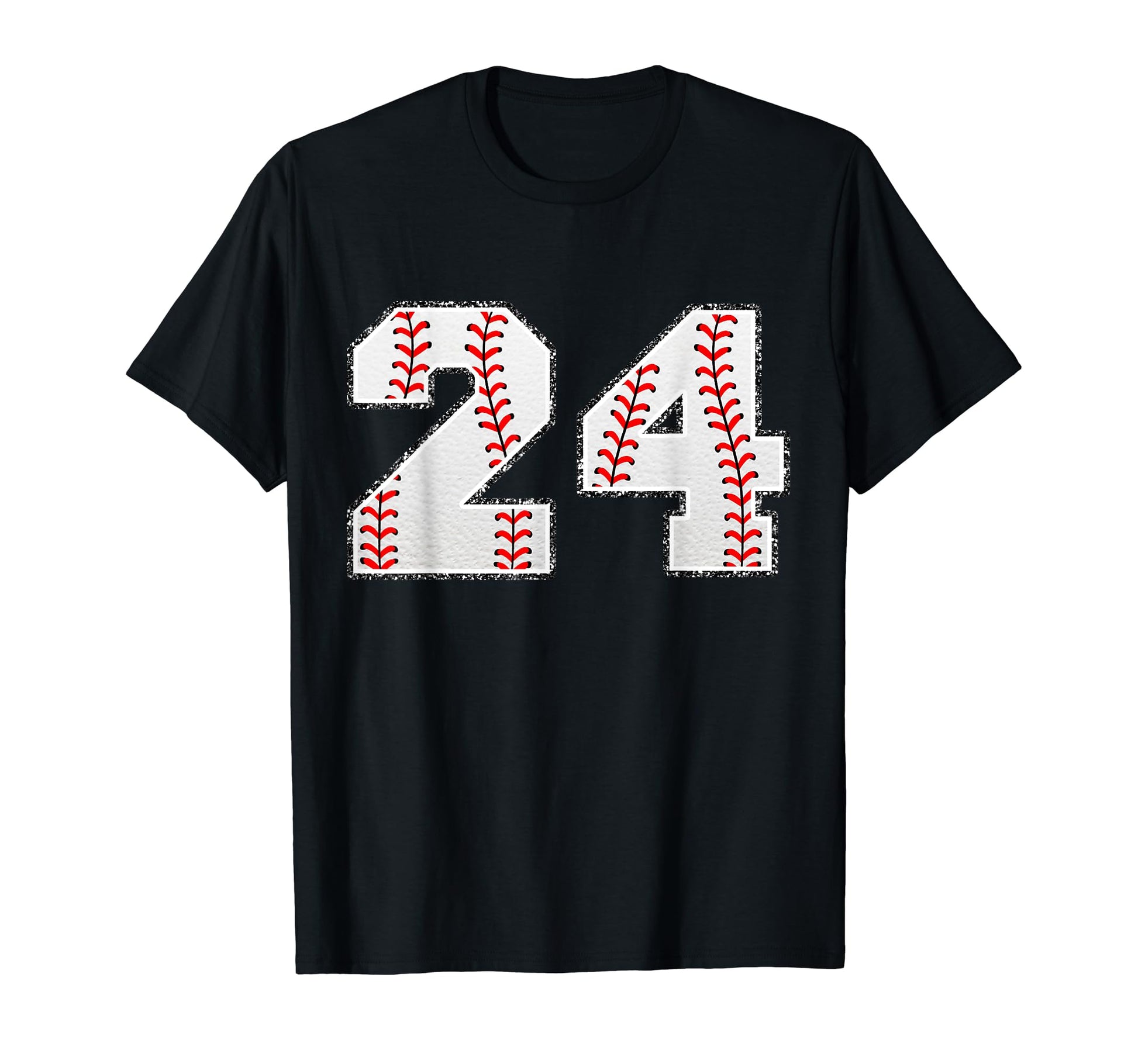 Number 24 Baseball Distressed Number T-Shirt - Novelty Apparel Men Women - T-Shirt, Sweatshirt, Hoodie