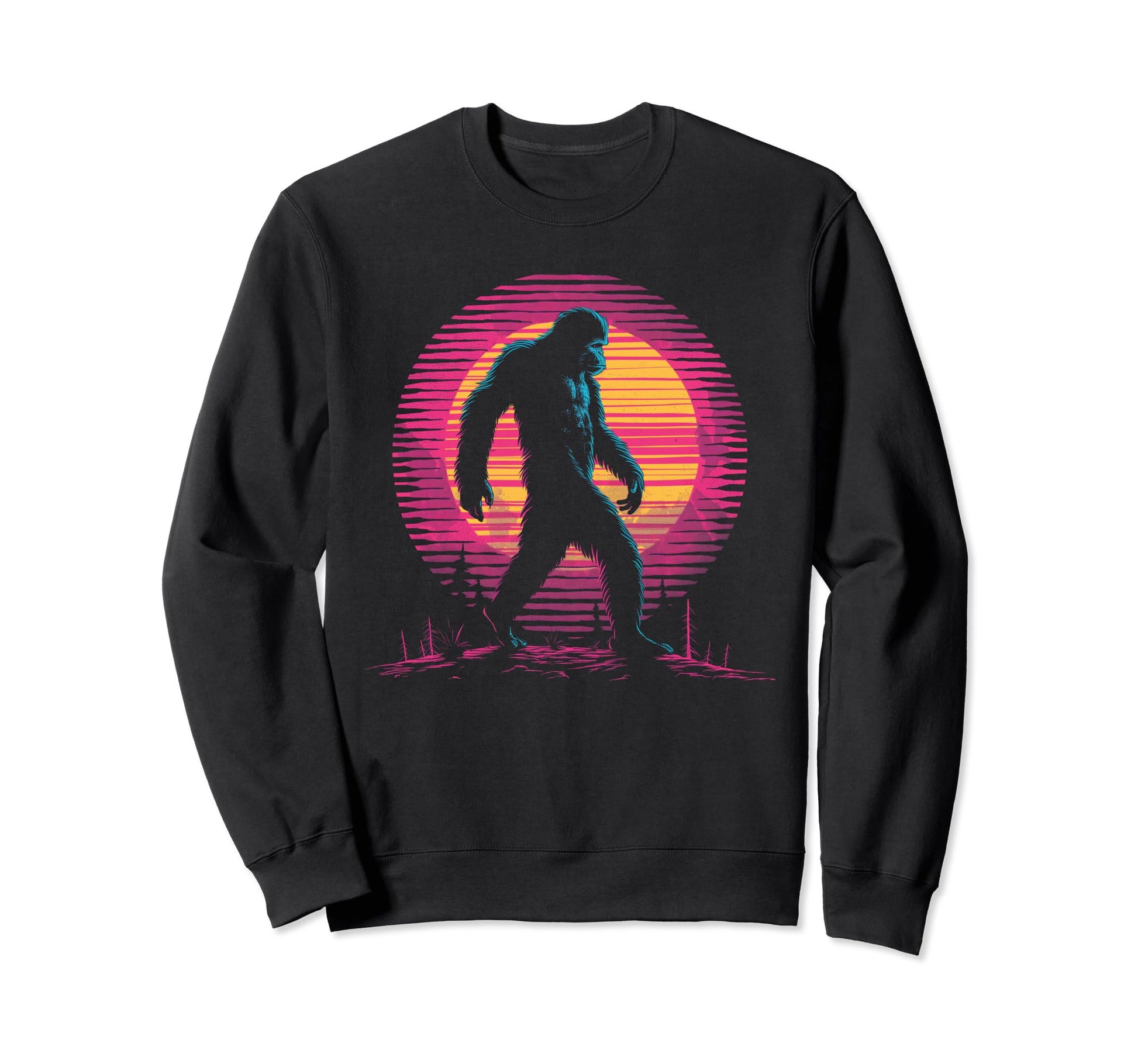 Bigfoot Vaporwave Aesthetic Sweatshirt - Fun Novelty Design Men Women - T-Shirt, Sweatshirt, Hoodie