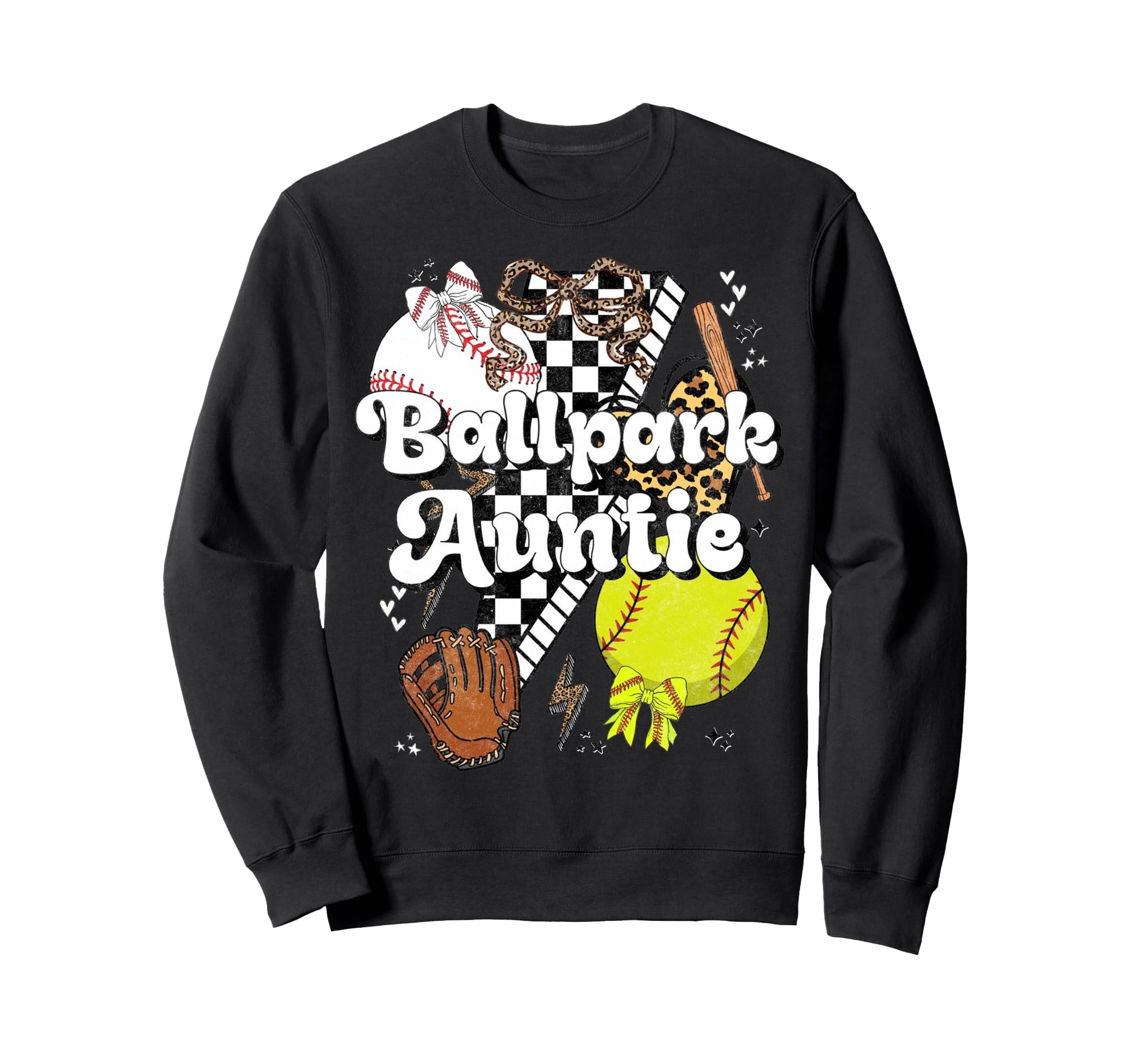 Ballpark Auntie Coquette Softball Sweatshirt - Trendy Graphic Unisex - T-Shirt, Sweatshirt, Hoodie