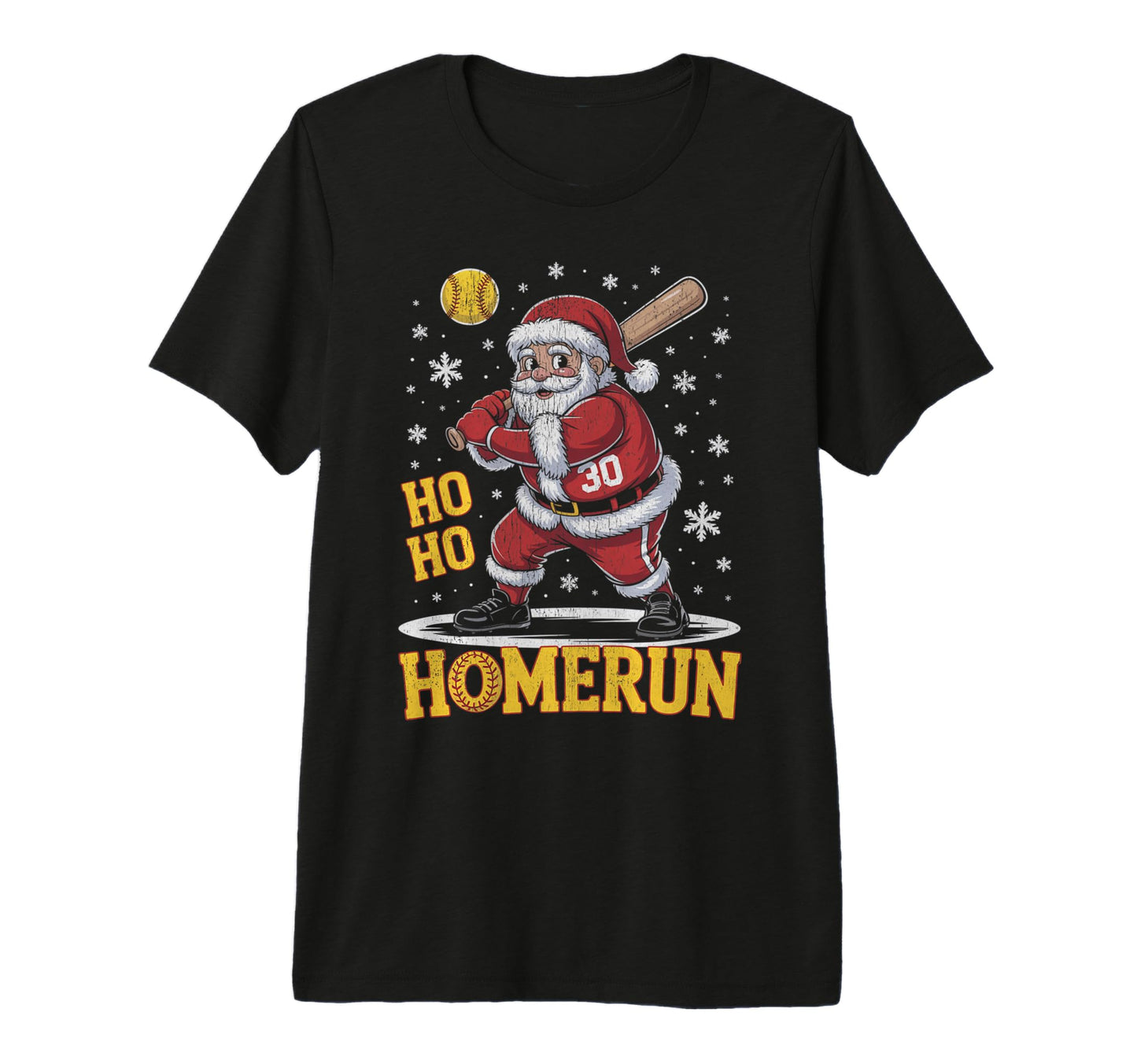 Ho Ho Home Run Funny Baseball Lover Santa T-Shirt - Unique Graphic Unisex - T-Shirt, Sweatshirt, Hoodie